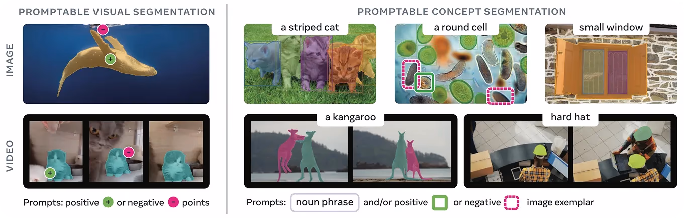 Segmentación de conceptos con SAM 3 con ejemplos de texto o imagen