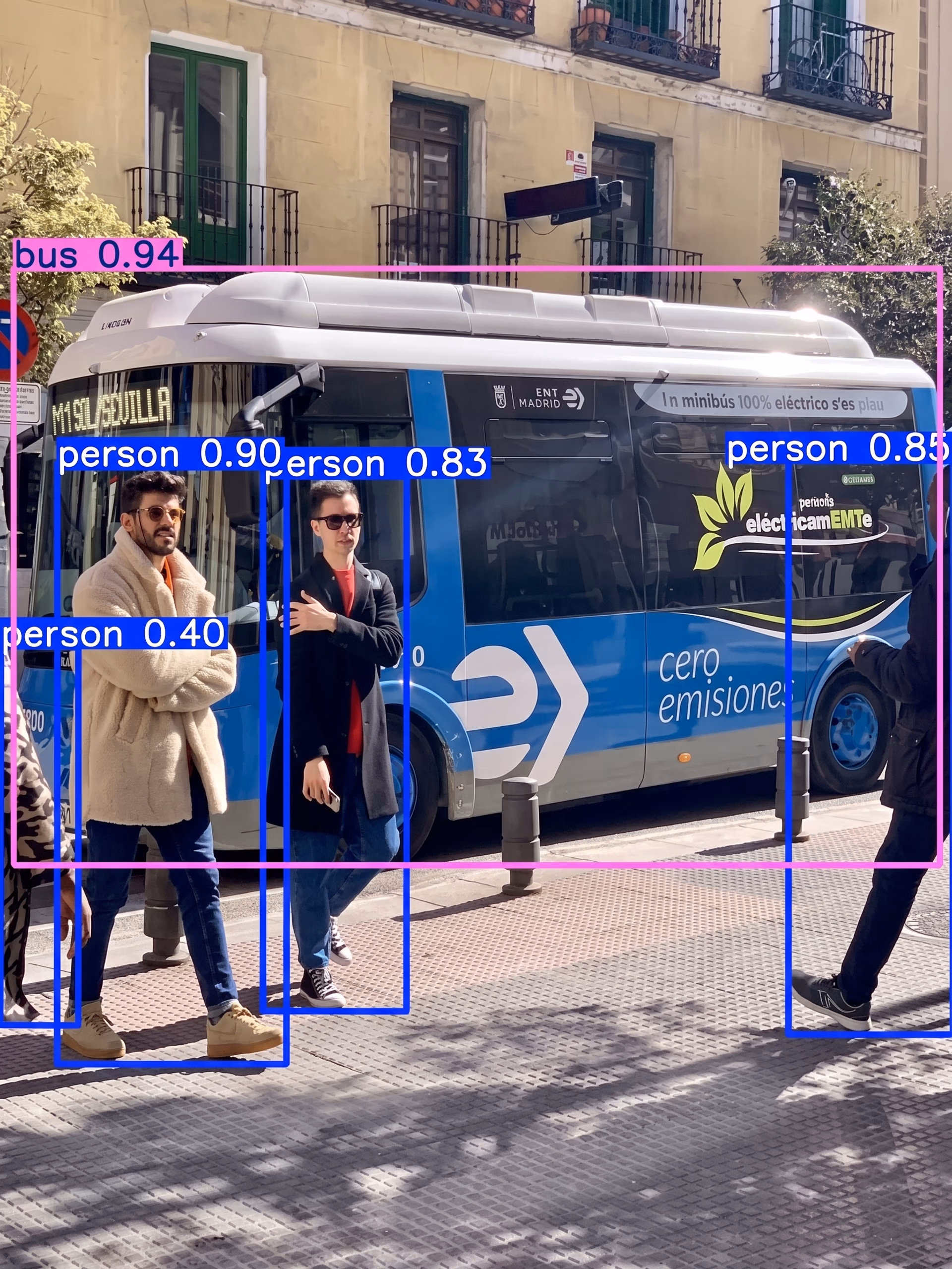 Exported Ultralytics YOLO11 model detecting objects in an image