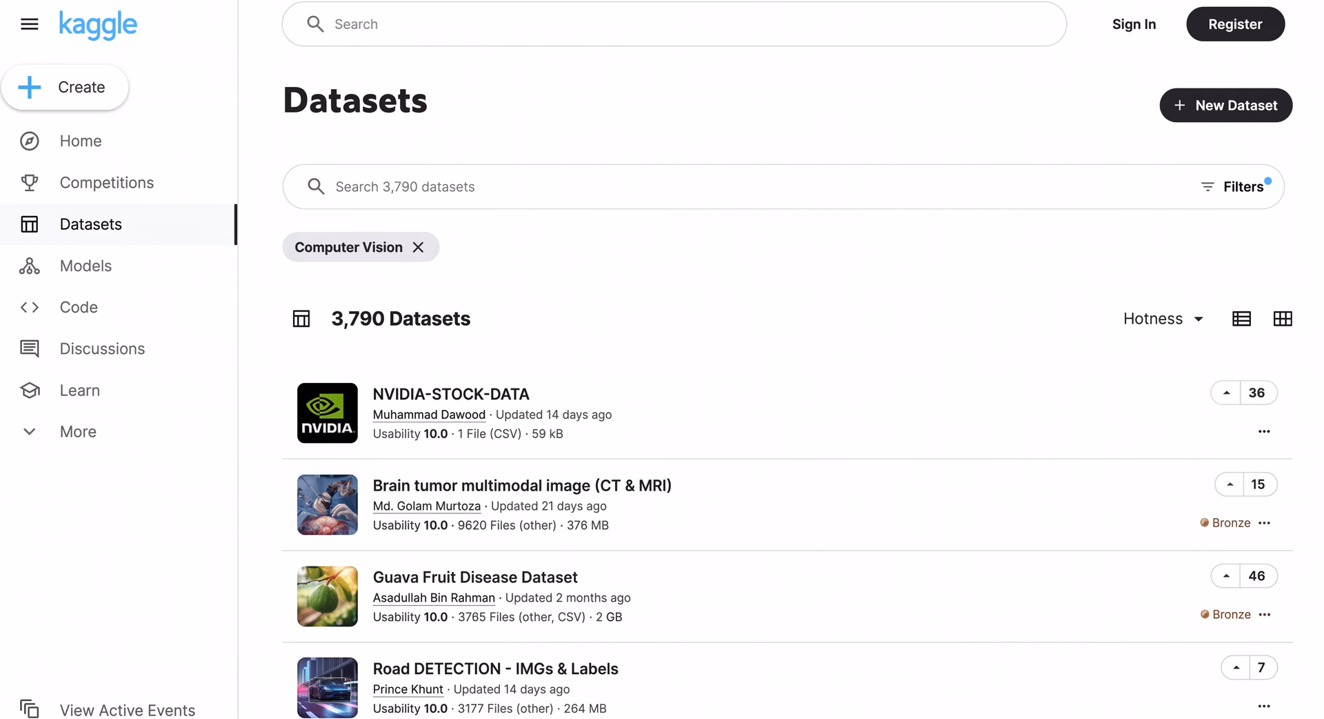 Kaggle datasets