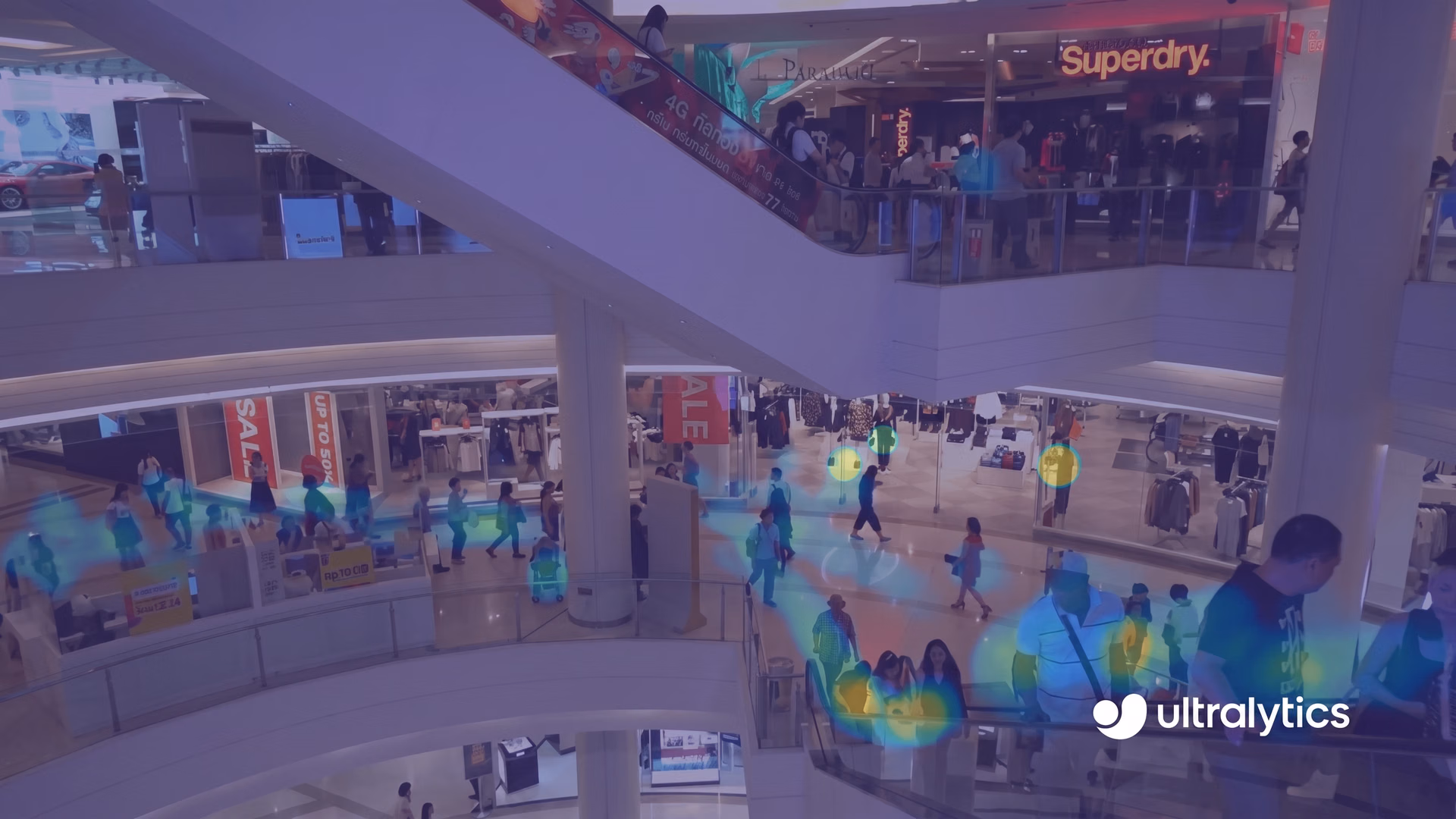 Ultralytics YOLO11 generating heatmaps to visualize high-traffic areas in a retail environment