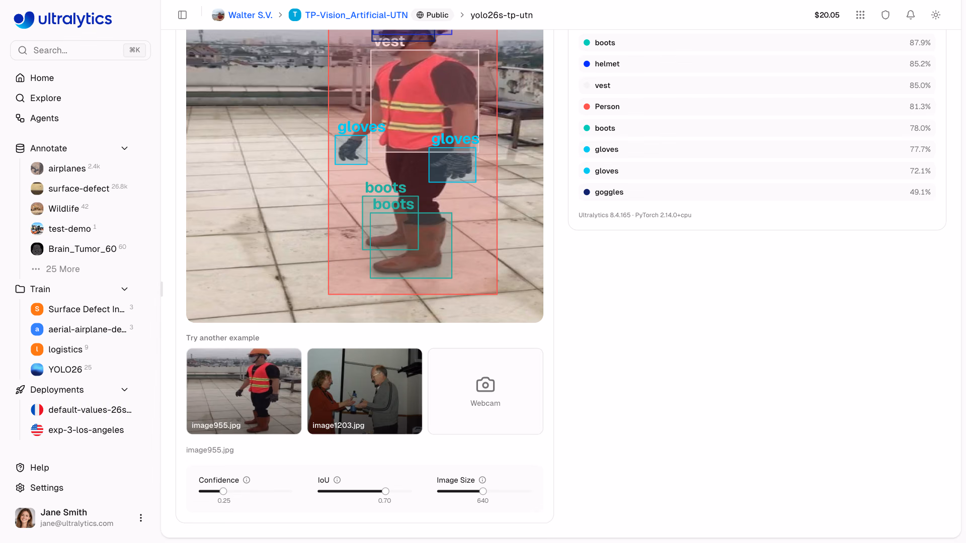 Ultralytics Platform Predict Tab Parameters Sliders