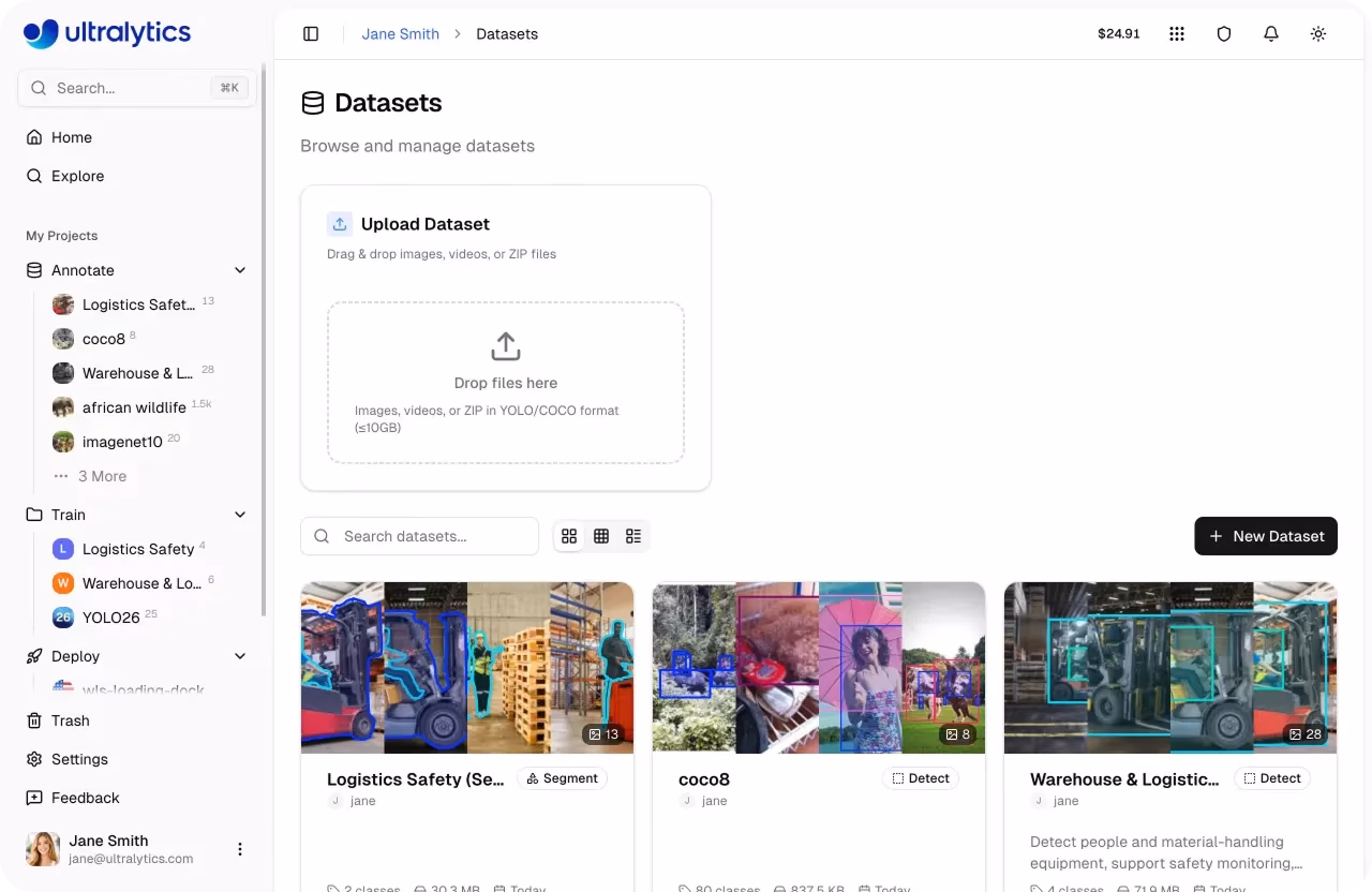 Uploading and managing datasets on the Ultralytics Platform
