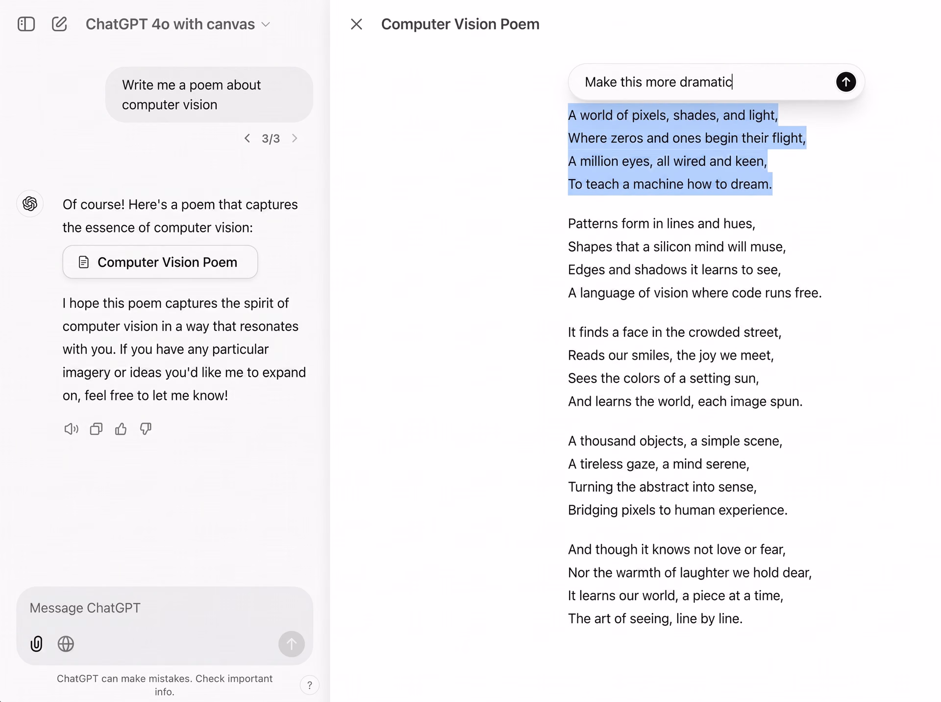 Editing specific sections of text using Canvas