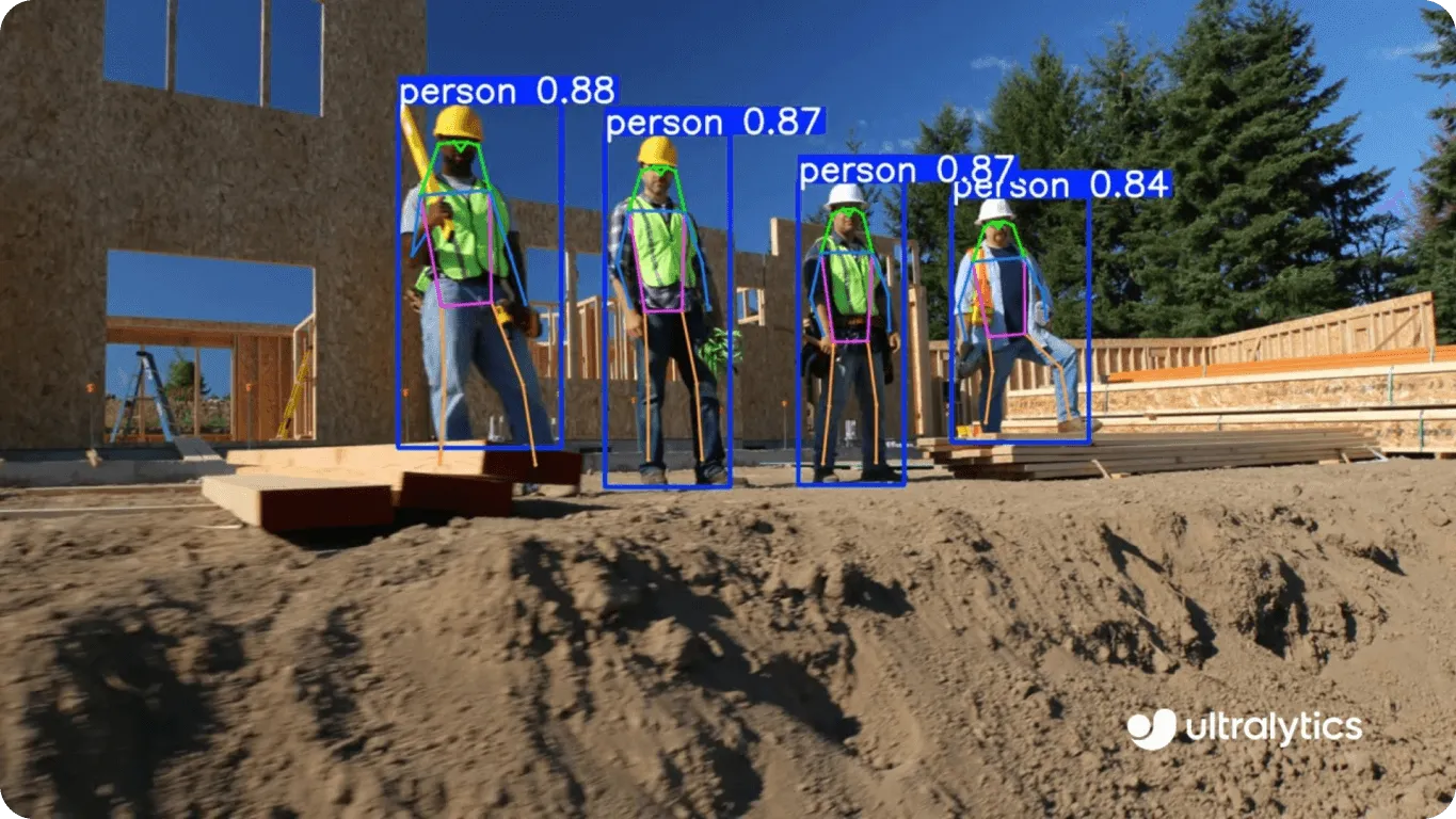 Estimativa de pose em um canteiro de obras usando YOLO11
