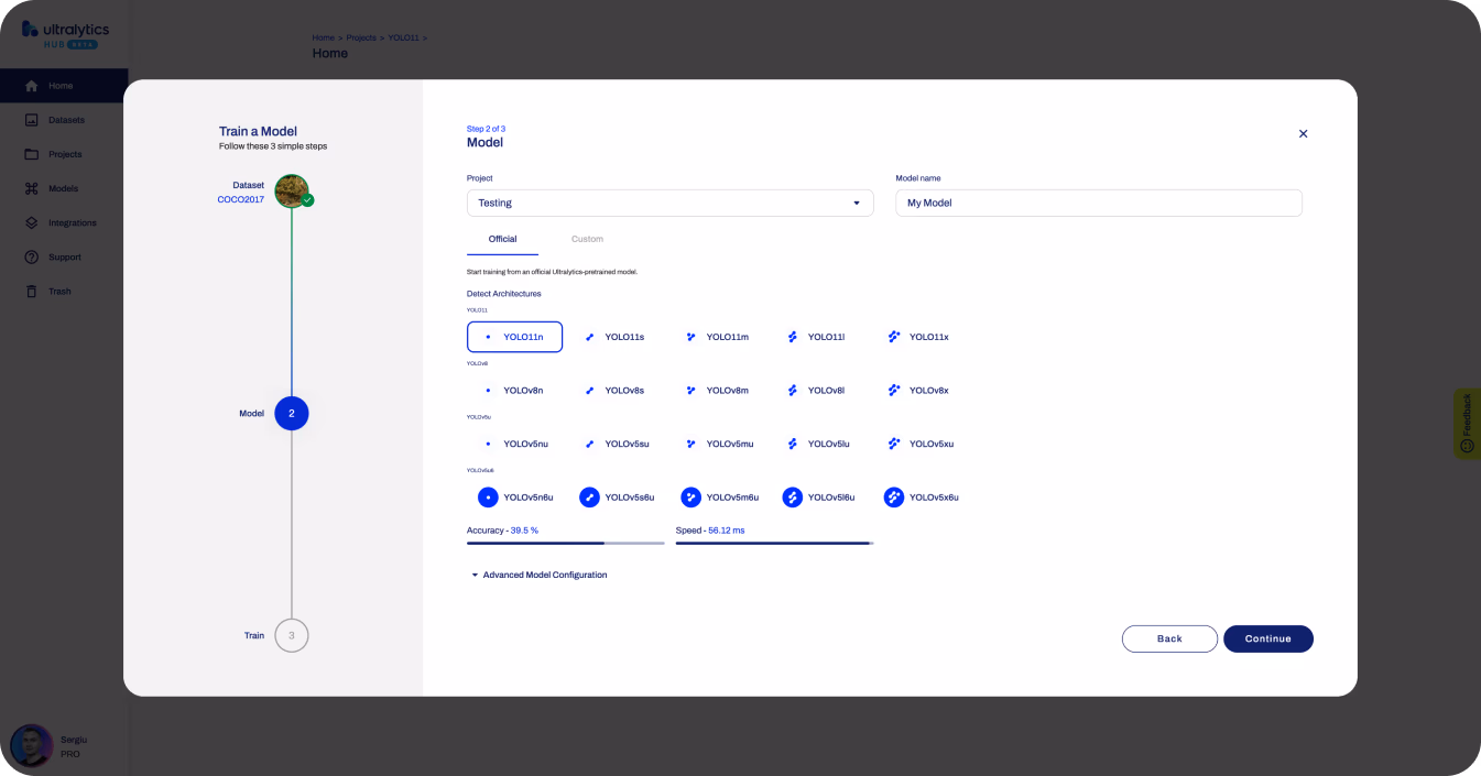 Training eines YOLO11-Modells auf HUB mit wenigen Klicks