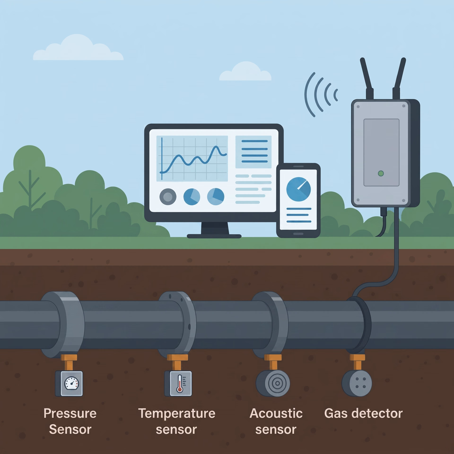 Examples of different types of IoT sensors that help collect data