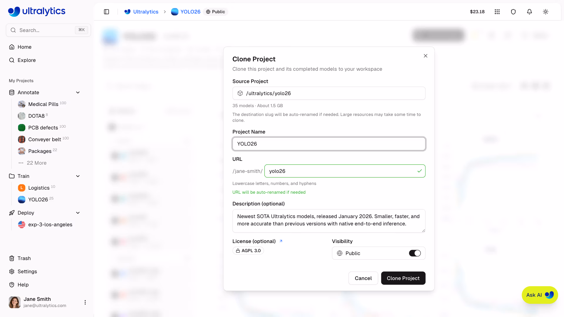 Ultralytics Platform Explore Clone Project