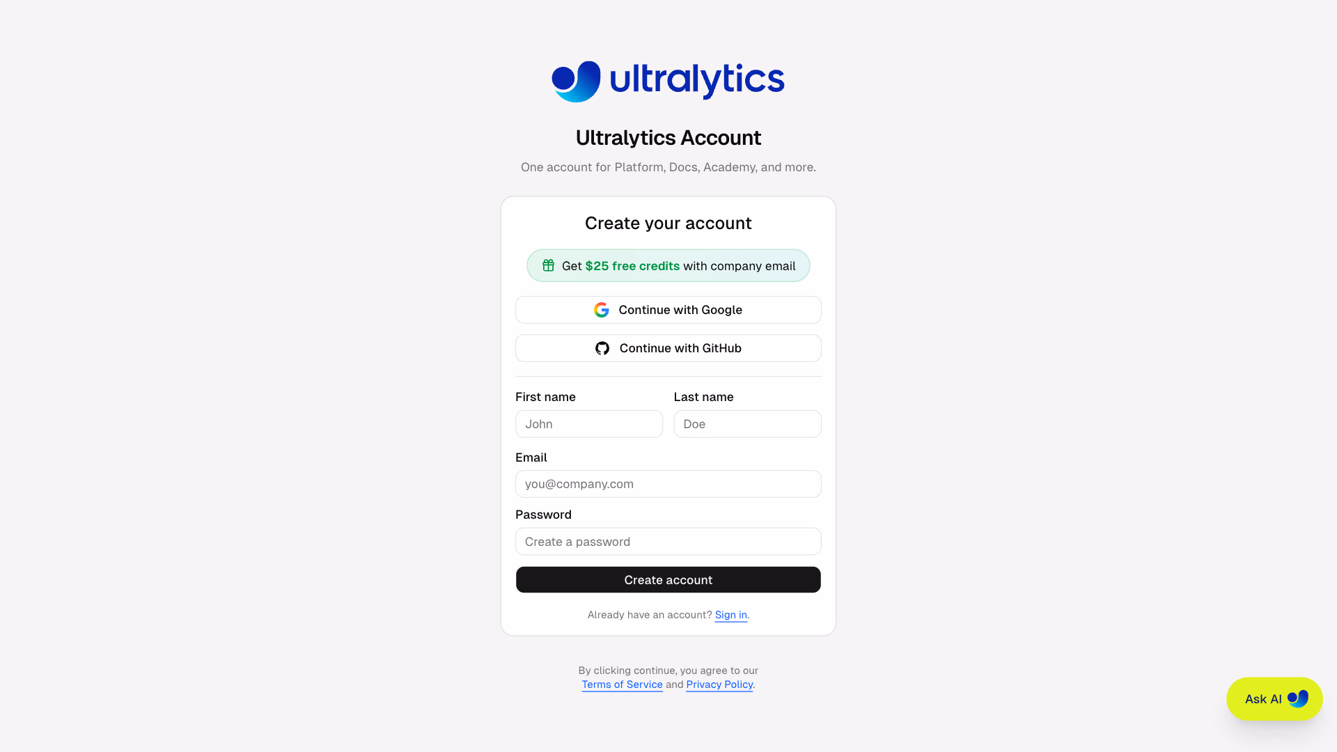 Ultralytics Platform Kayıt