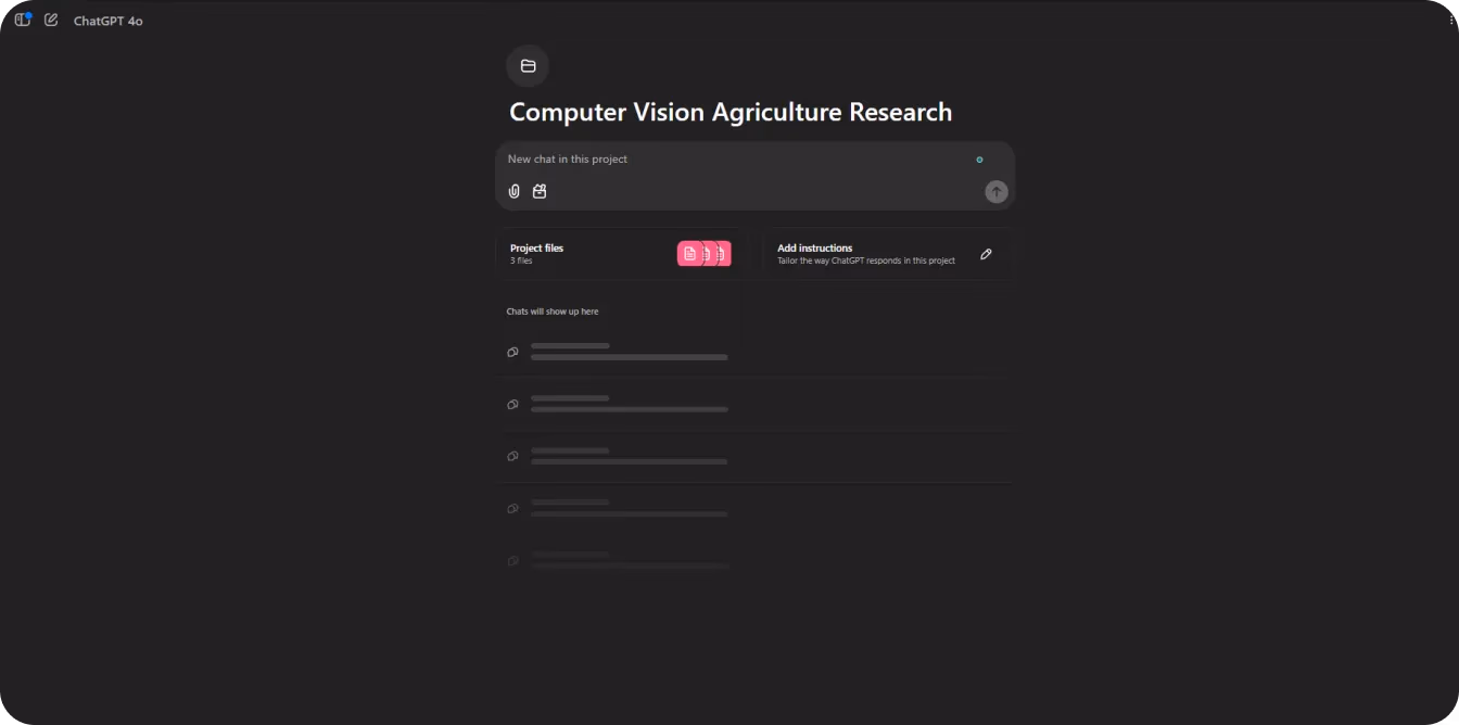 Una vista di progetto organizzata all'interno di ChatGPT 4o