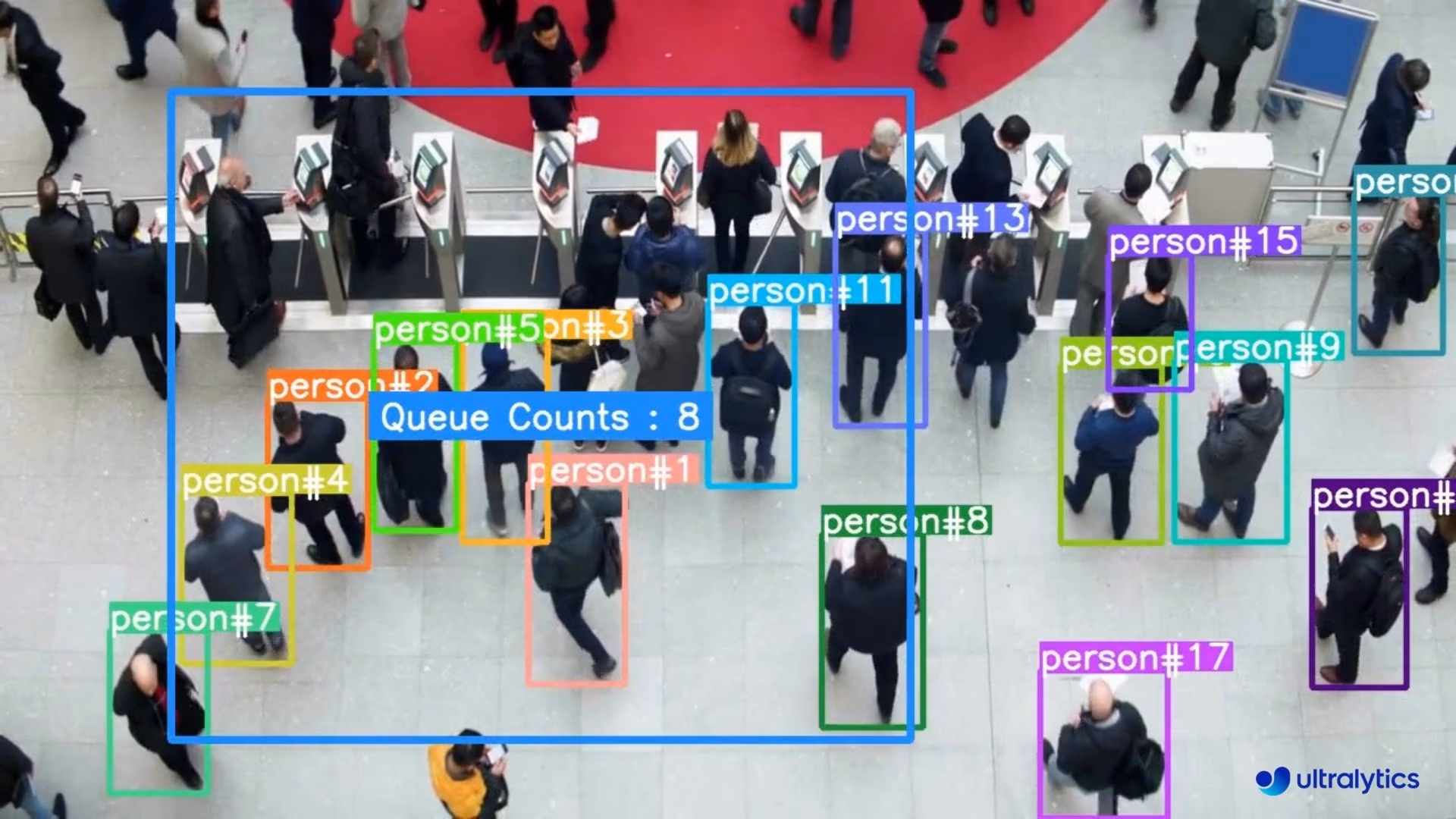 Queue monitoring in crowd using Ultralytics YOLO26