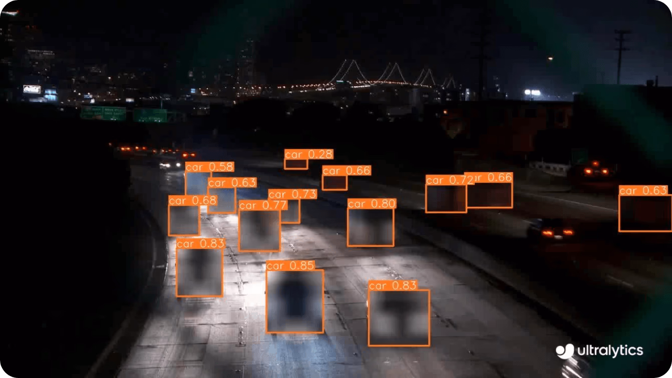 Desenfoque automatizado de tráfico usando Ultralytics YOLOv8
