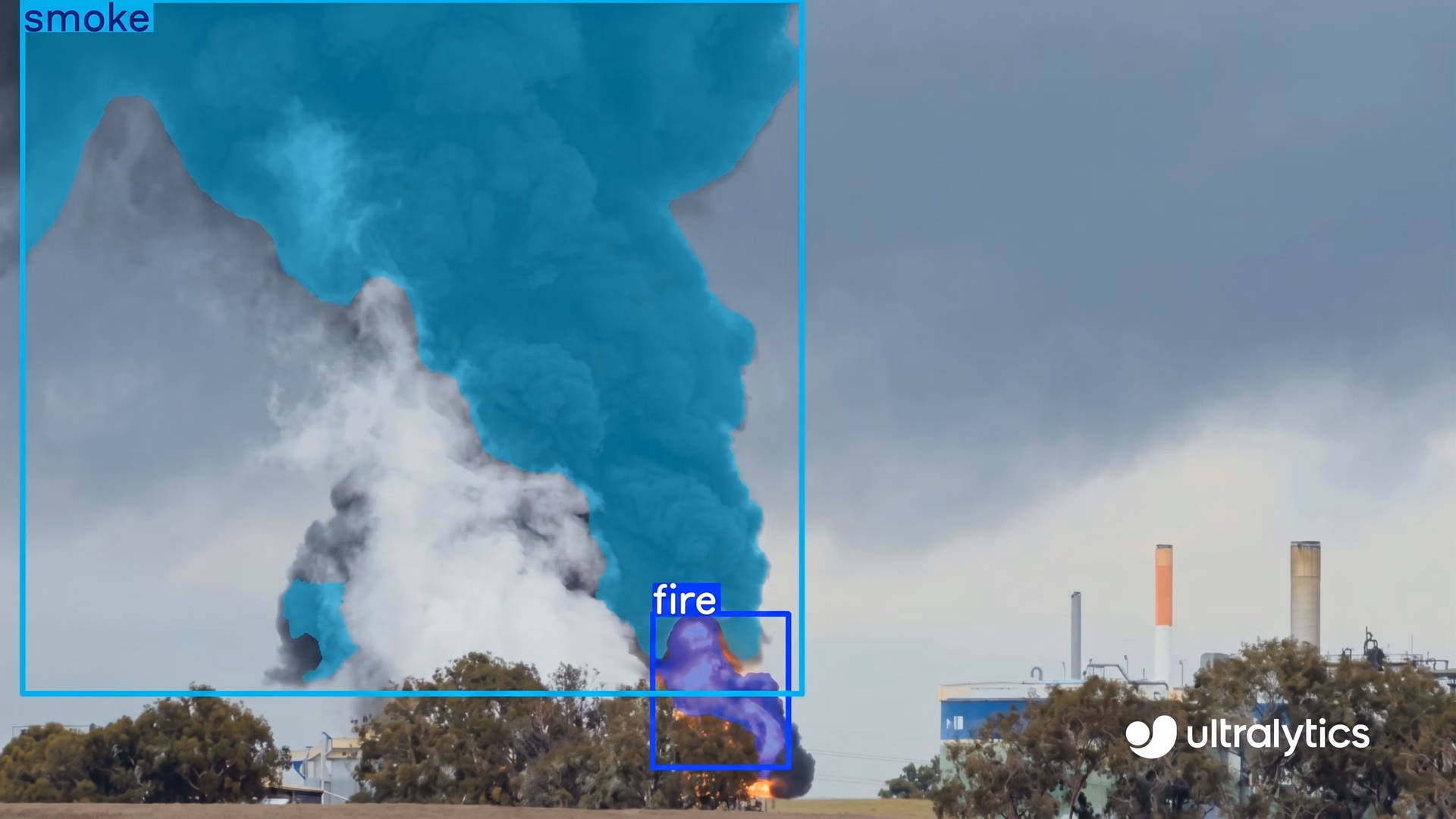 Ultralytics YOLO11 detecting fire and smoke