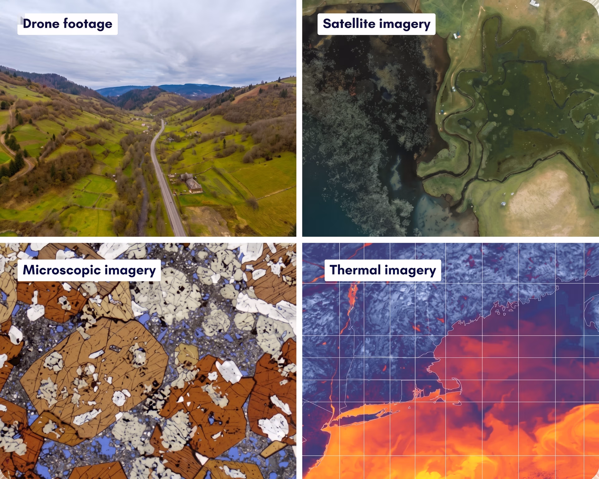 Different types of visual data used in geological studies