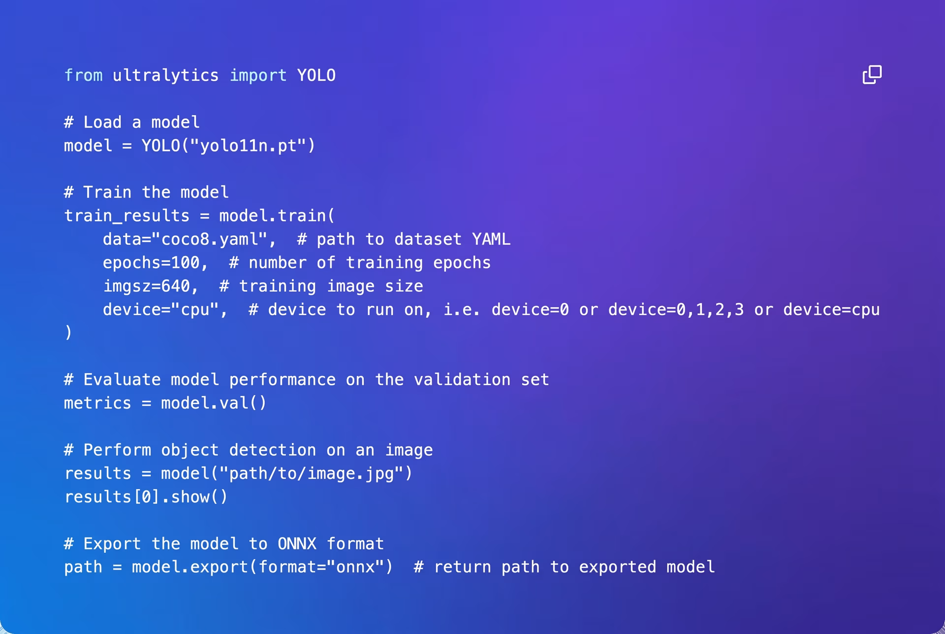Using YOLO11 through the Ultralytics Python package