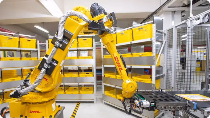 Agent IA robotique triant des colis