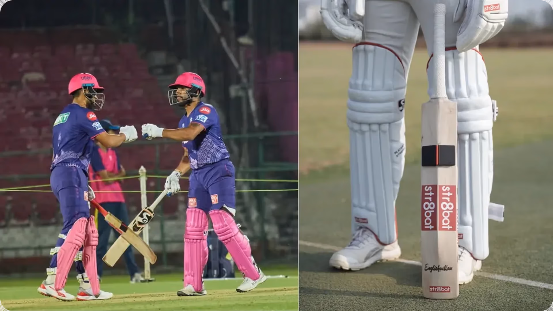 A Str8bat sensor on a cricket bat collecting data
