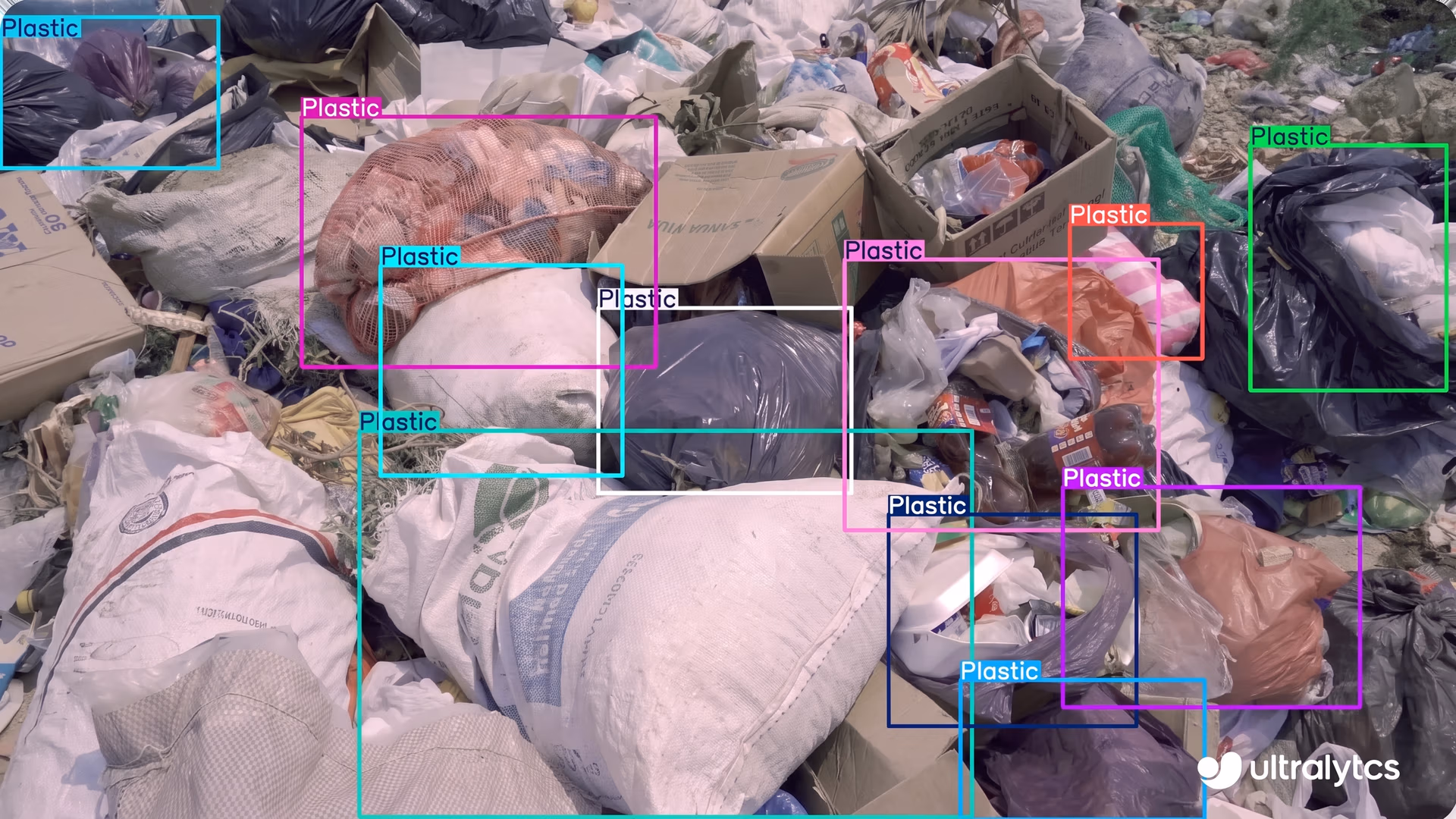 Ultralytics YOLO11 detecting plastic waste in landfills