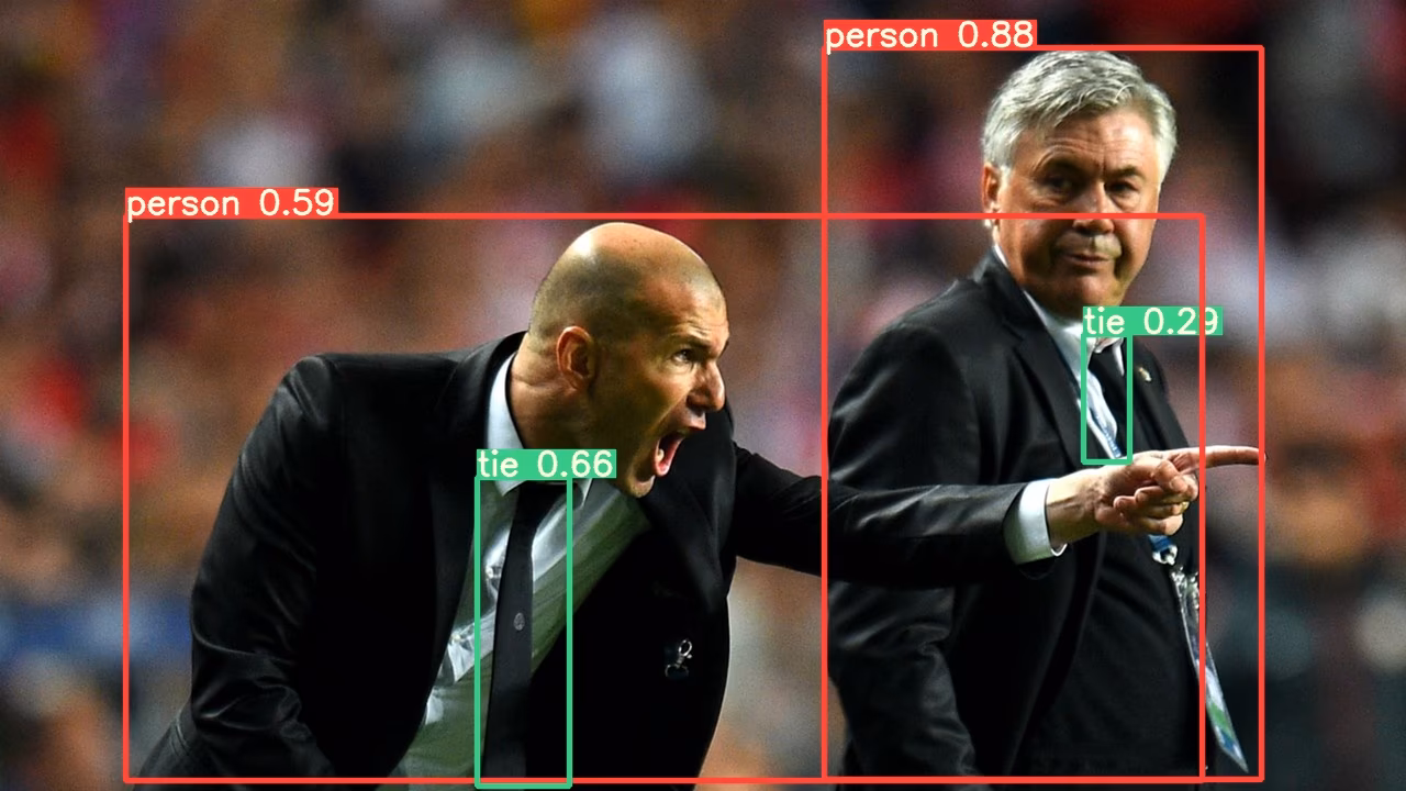 YOLO inference results on zidane.jpg