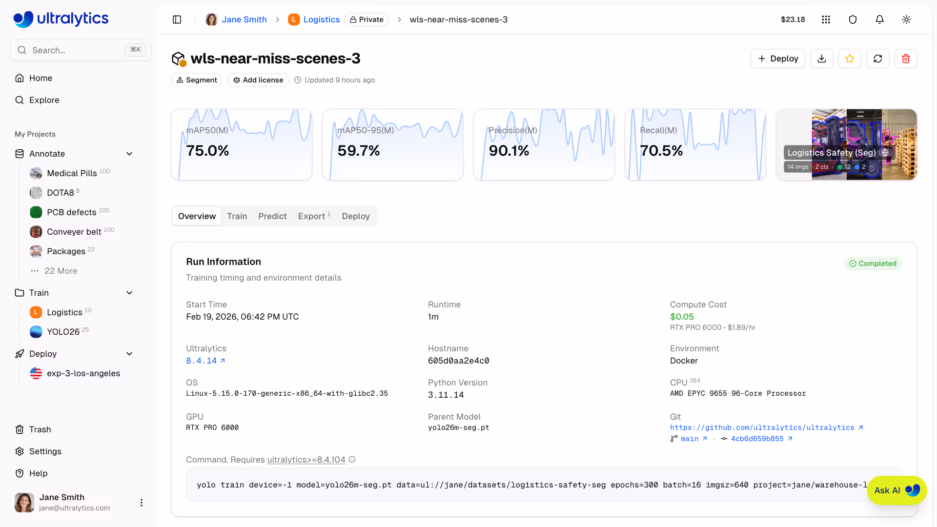 Ultralytics Platform Model Page Overview Tab
