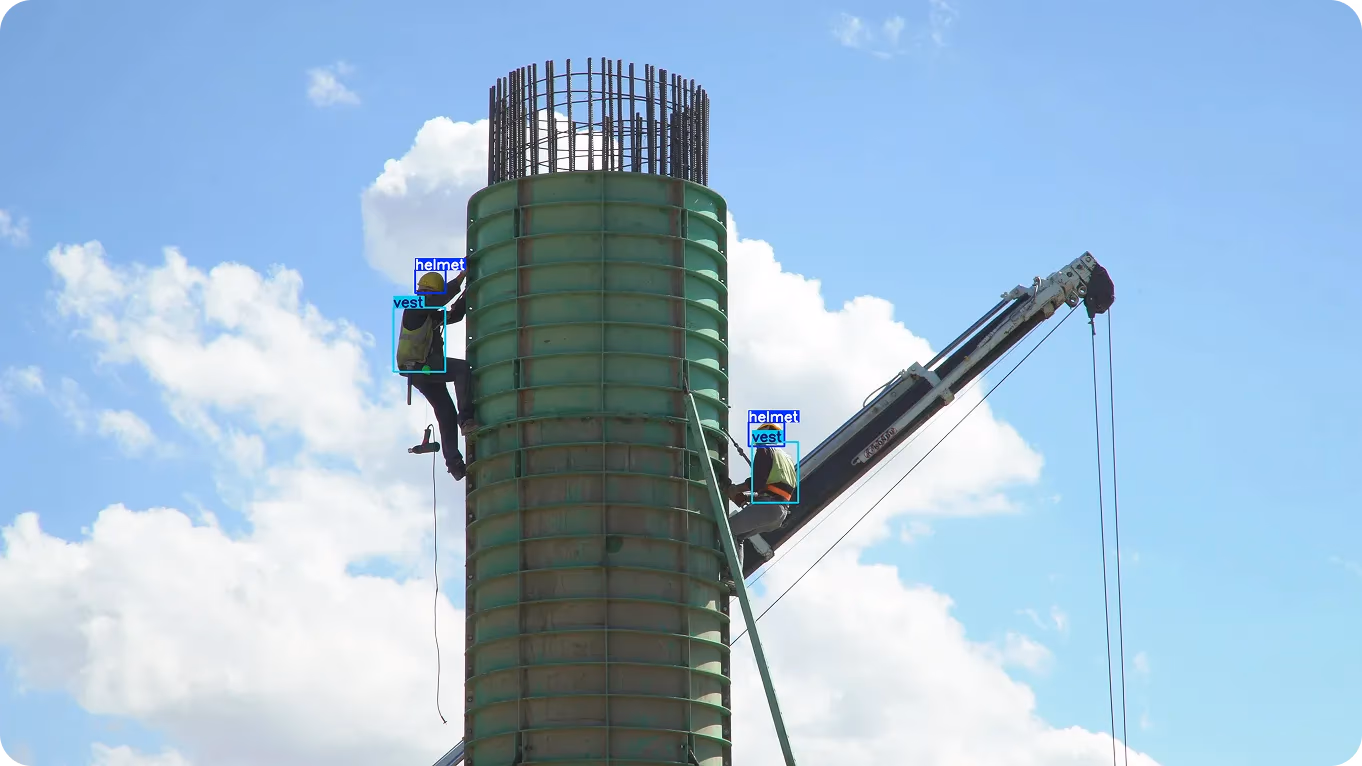 YOLO26 being used in an unpredictable environment like a construction site