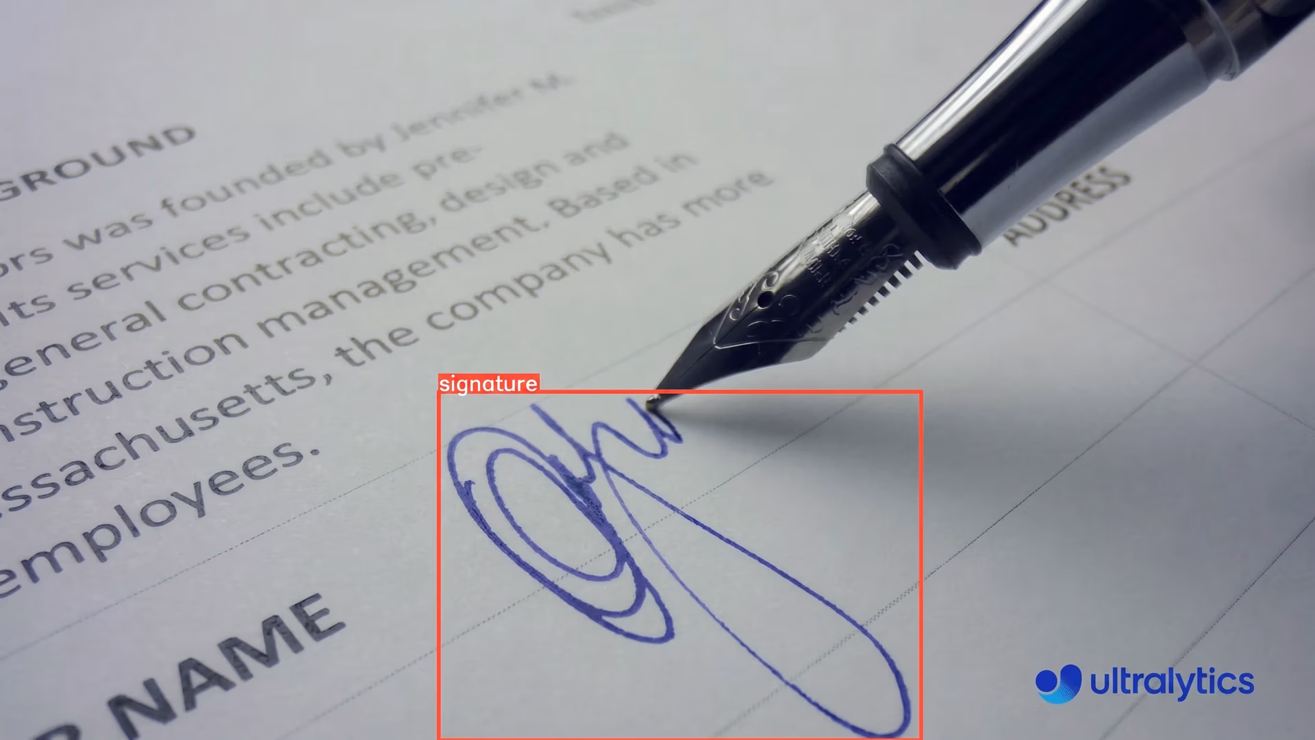 Ultralytics YOLO11 object detection identifying a signature