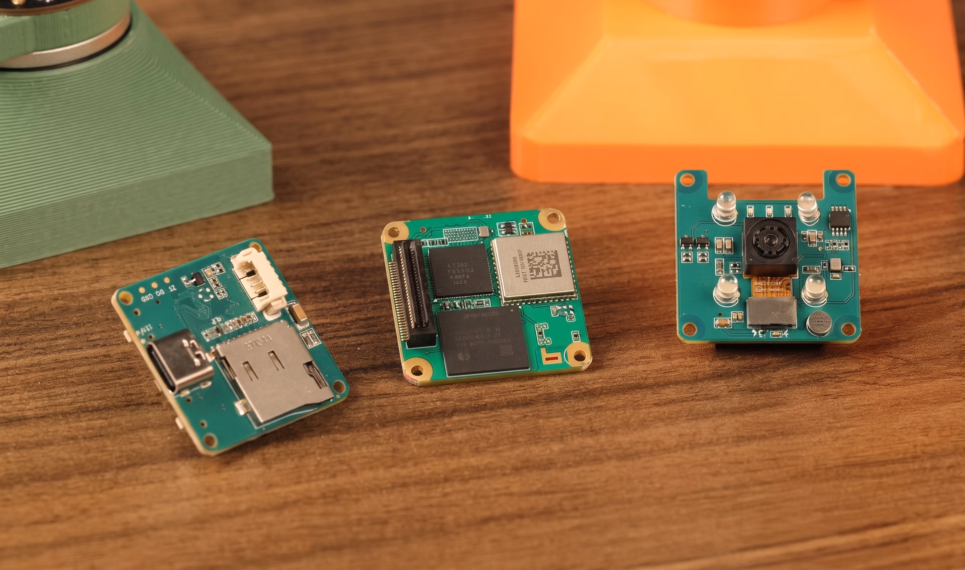 Three interchangeable boards: the core board, sensor, and base