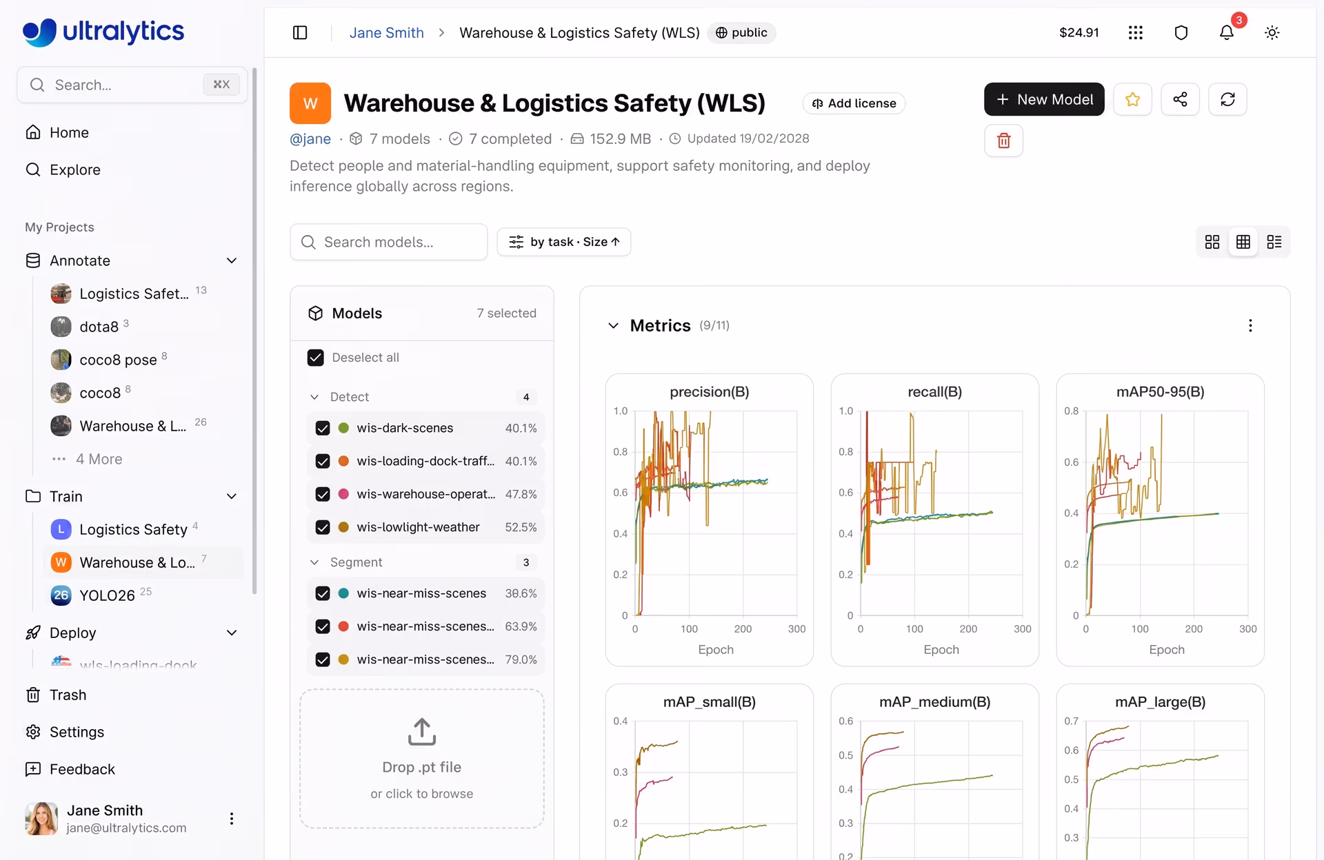 Viewing training metrics on Ultralytics Platform