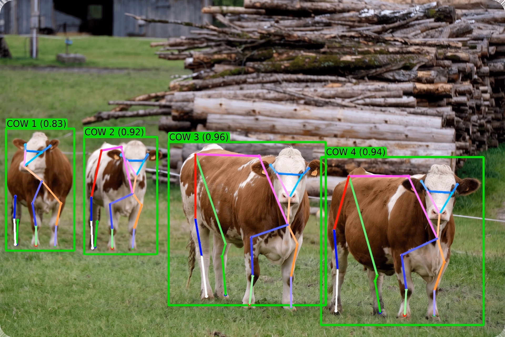 Visualization of cow pose estimation