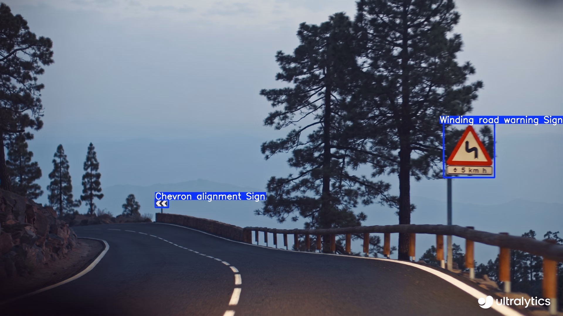 Ultralytics YOLO11 detecting and classifying different road signs