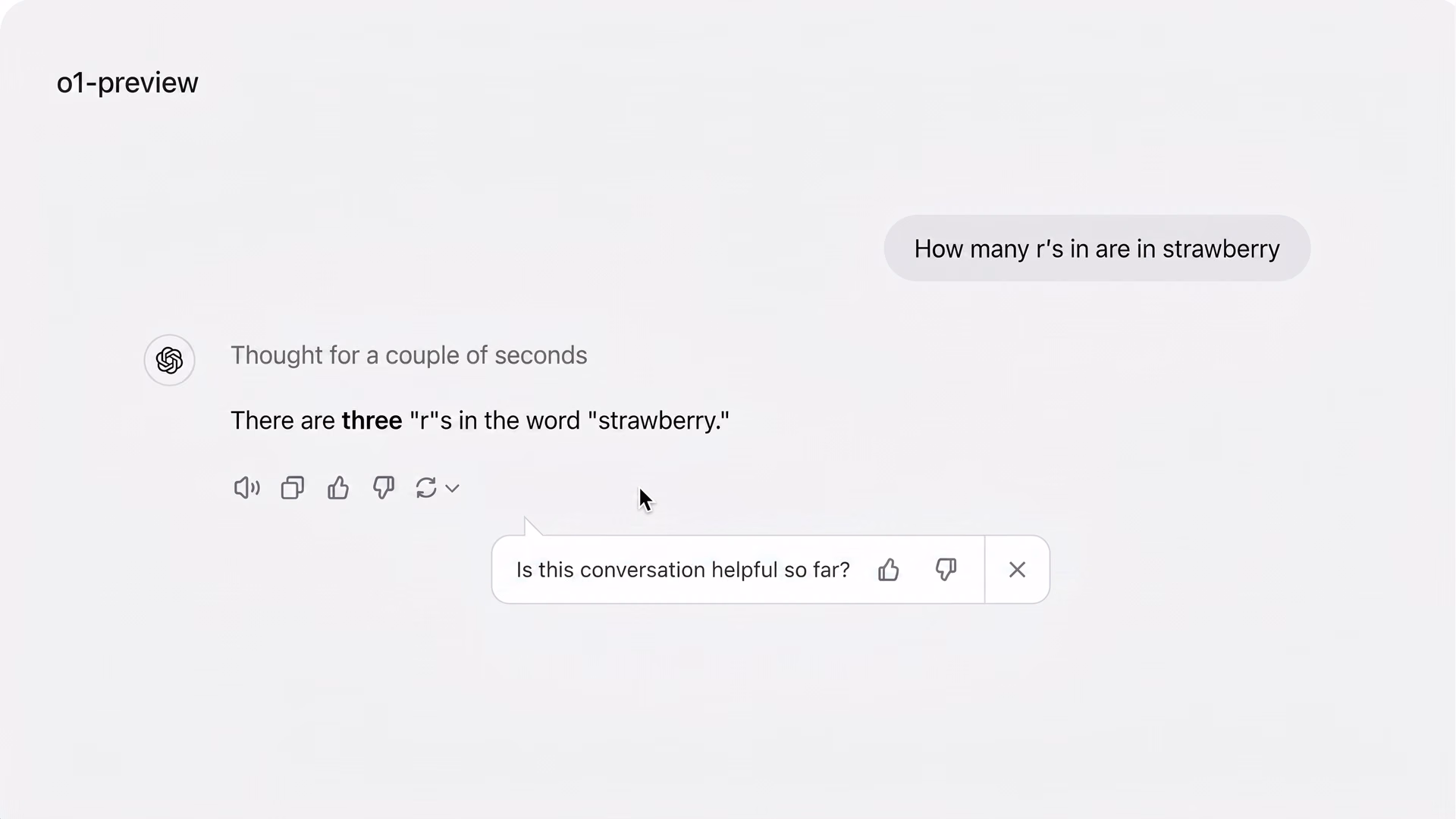 An example of prompting OpenAI o1 about strawberries