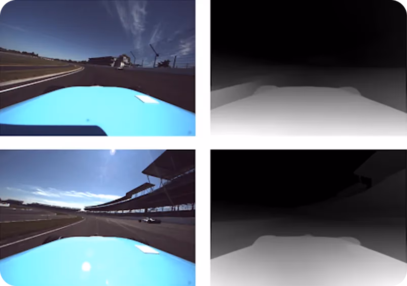 Eine Visualisierung der Nutzung monokularer Tiefenschätzung für autonomes Rennen