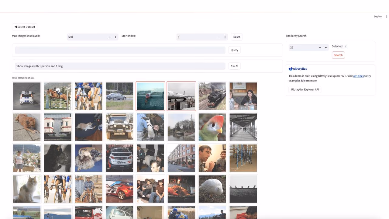 Explorer selecting airplane images for similarity search