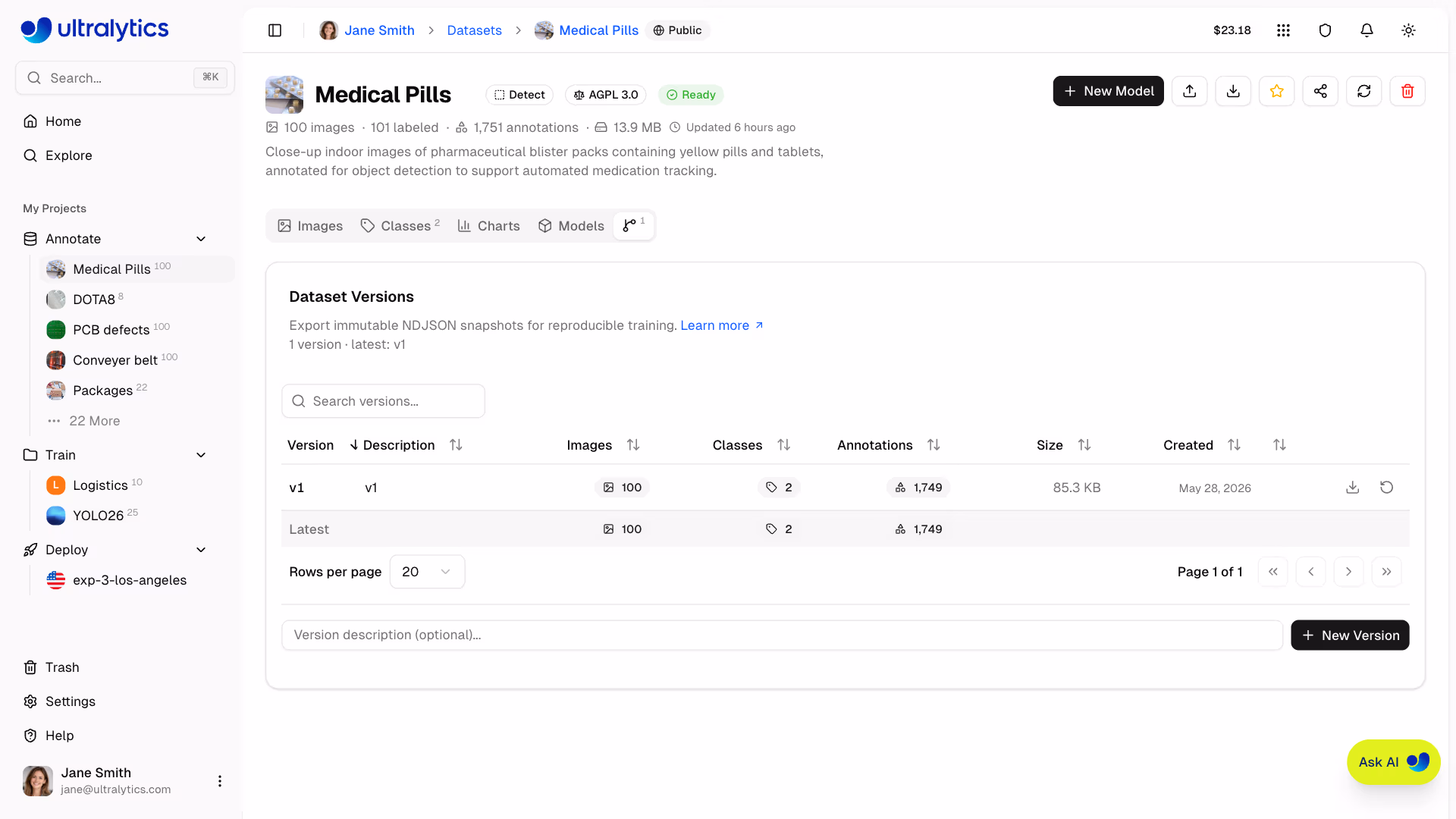 Ultralytics Platform Datasets Export Ndjson Download