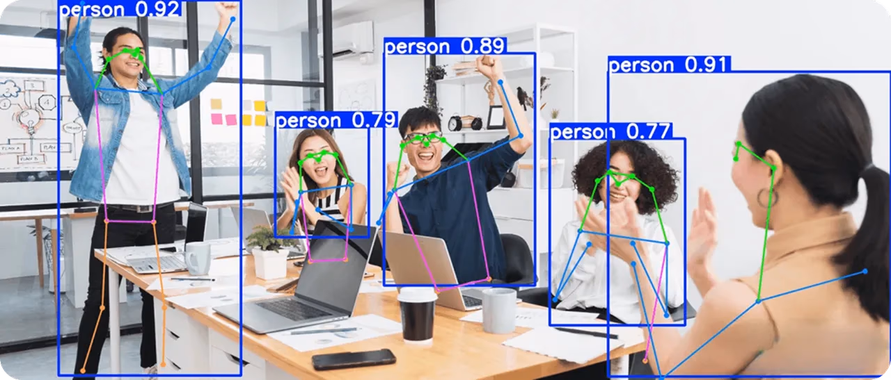 Keypoint annotations marking joints for human pose estimation