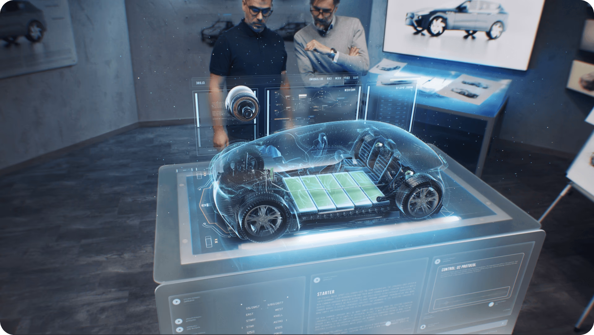 Il motore di un'auto in fase di analisi