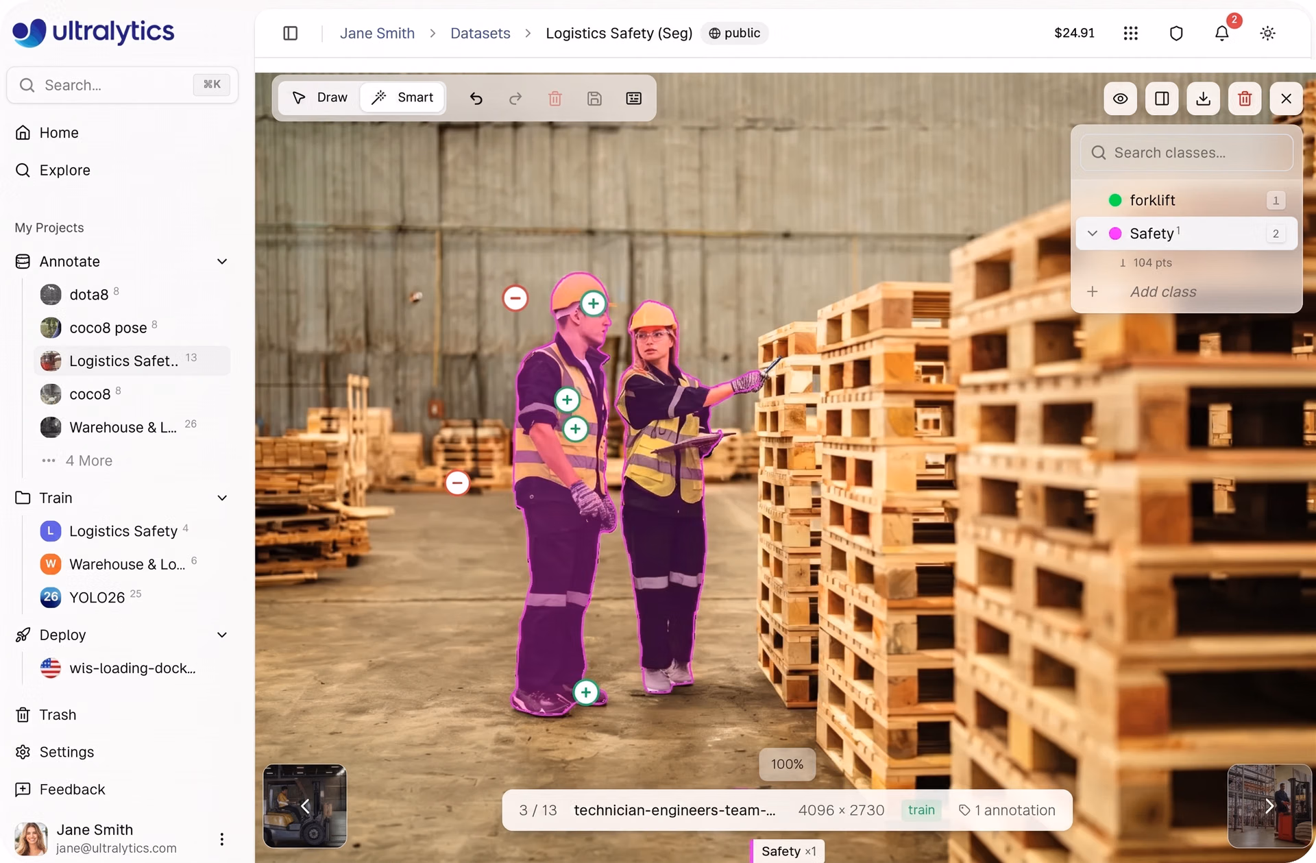 Segmentation assistée par IA à l'aide de l'outil d'annotation intelligent