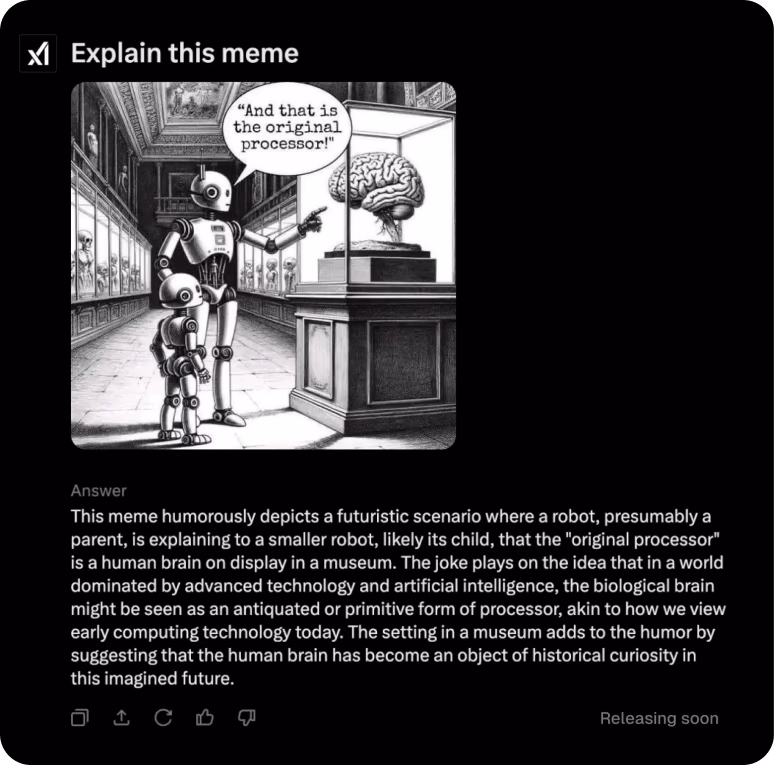 Exemplo do Grok 2.0 explicando um meme