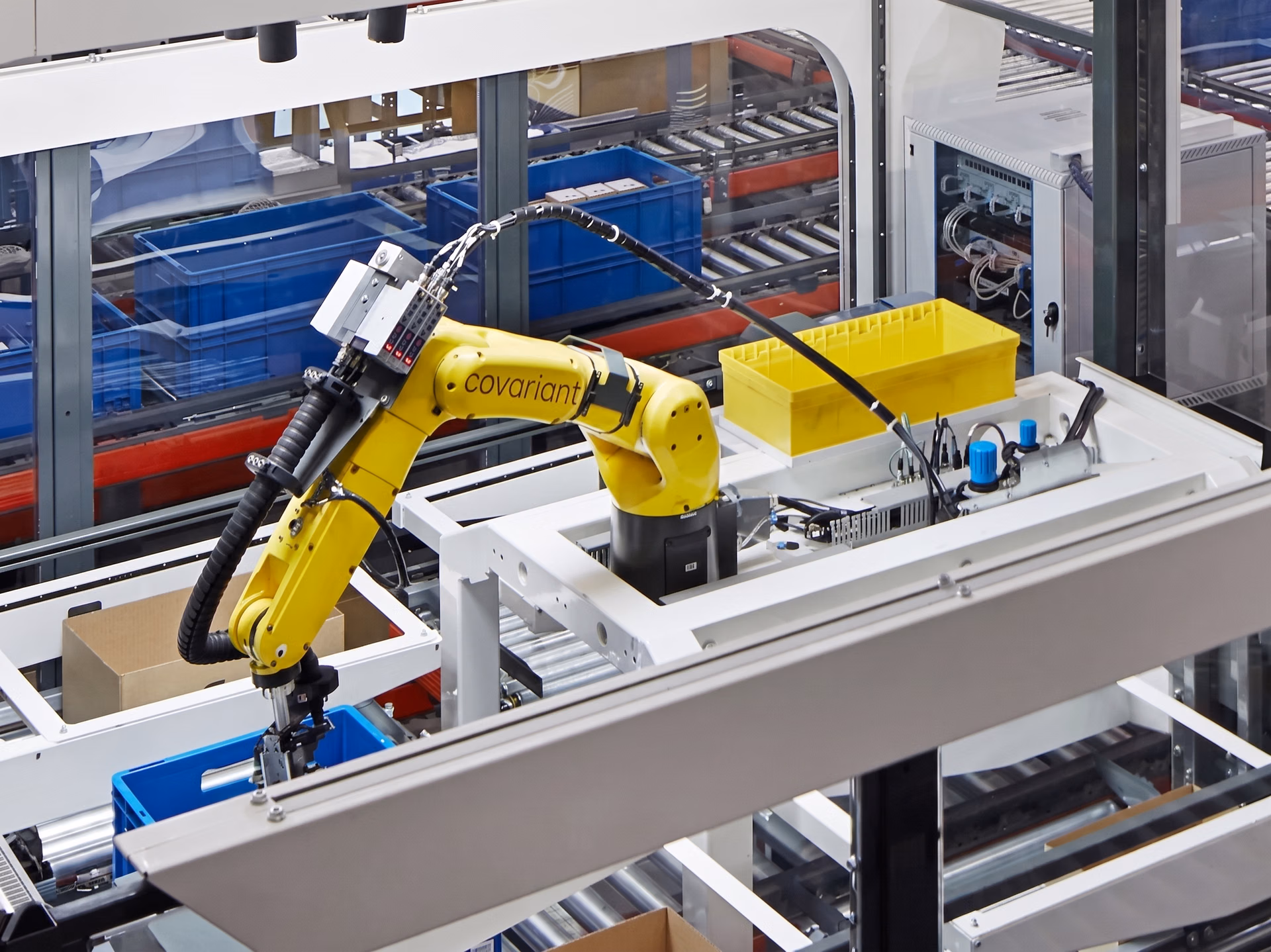 A robotic arm using vision AI and reinforcement learning to pick up objects