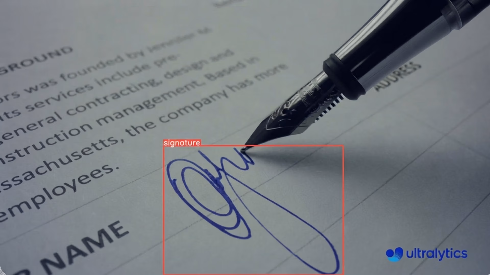 Ultralytics YOLO11 detecting the presence of a signature on a financial document