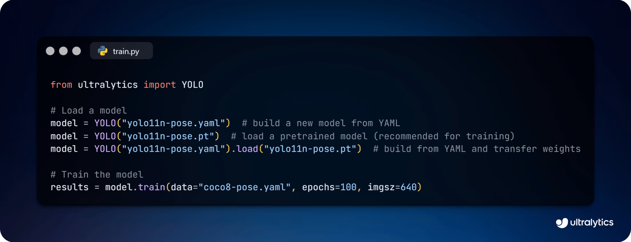 Code pour l'entraînement personnalisé d'un modèle YOLO11