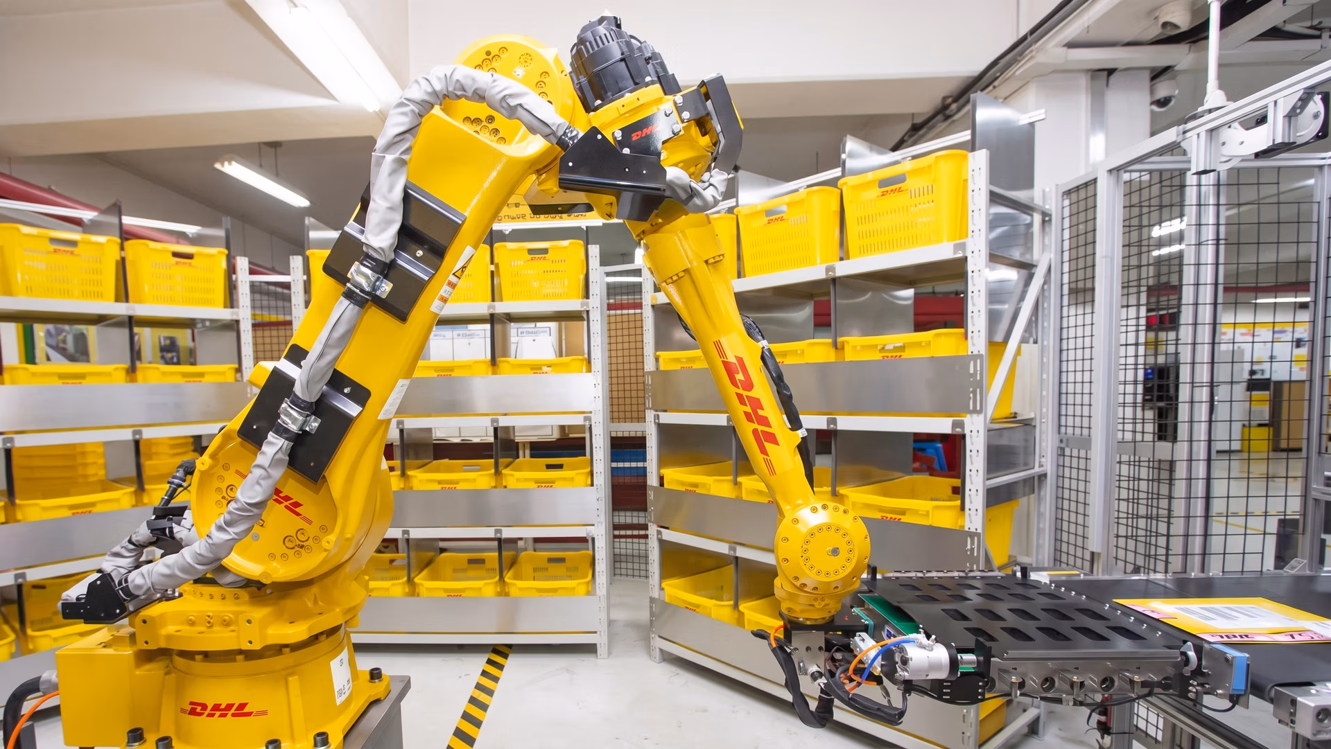 A robotic AI agent sorting packages