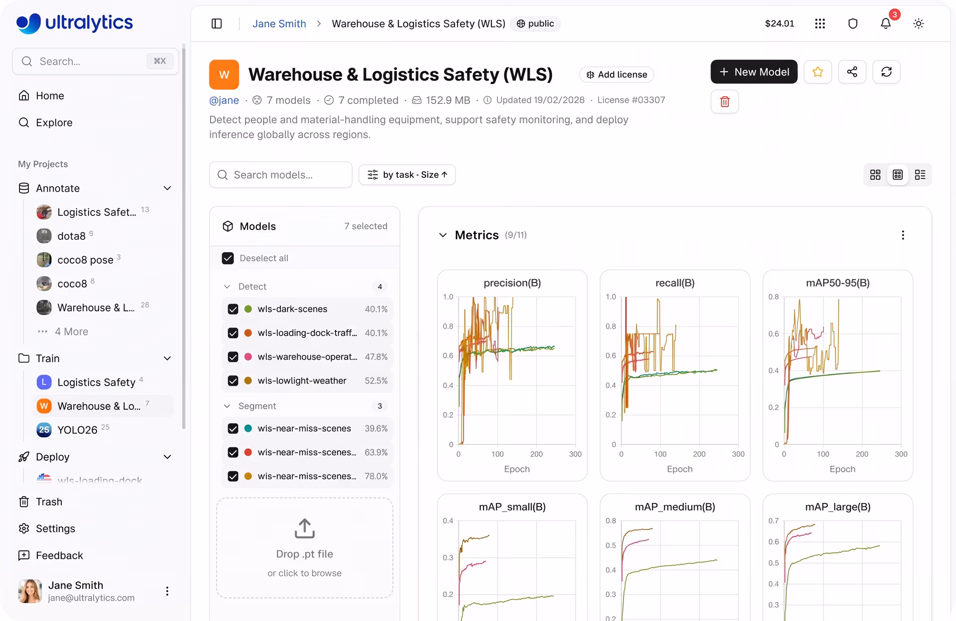 Viewing model training metrics on Ultralytics Platform
