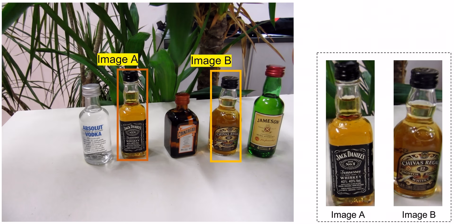 Image A and Image B as examples of templates