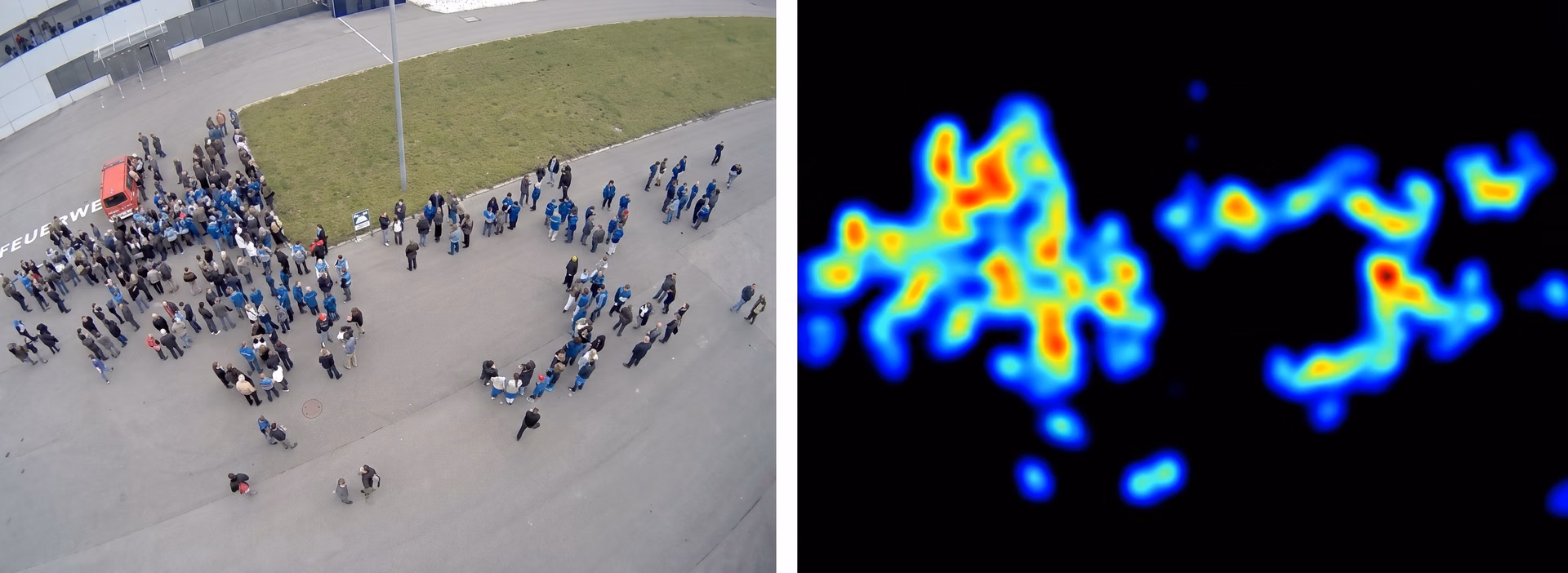 Vision AI che crea una mappa termica di una folla