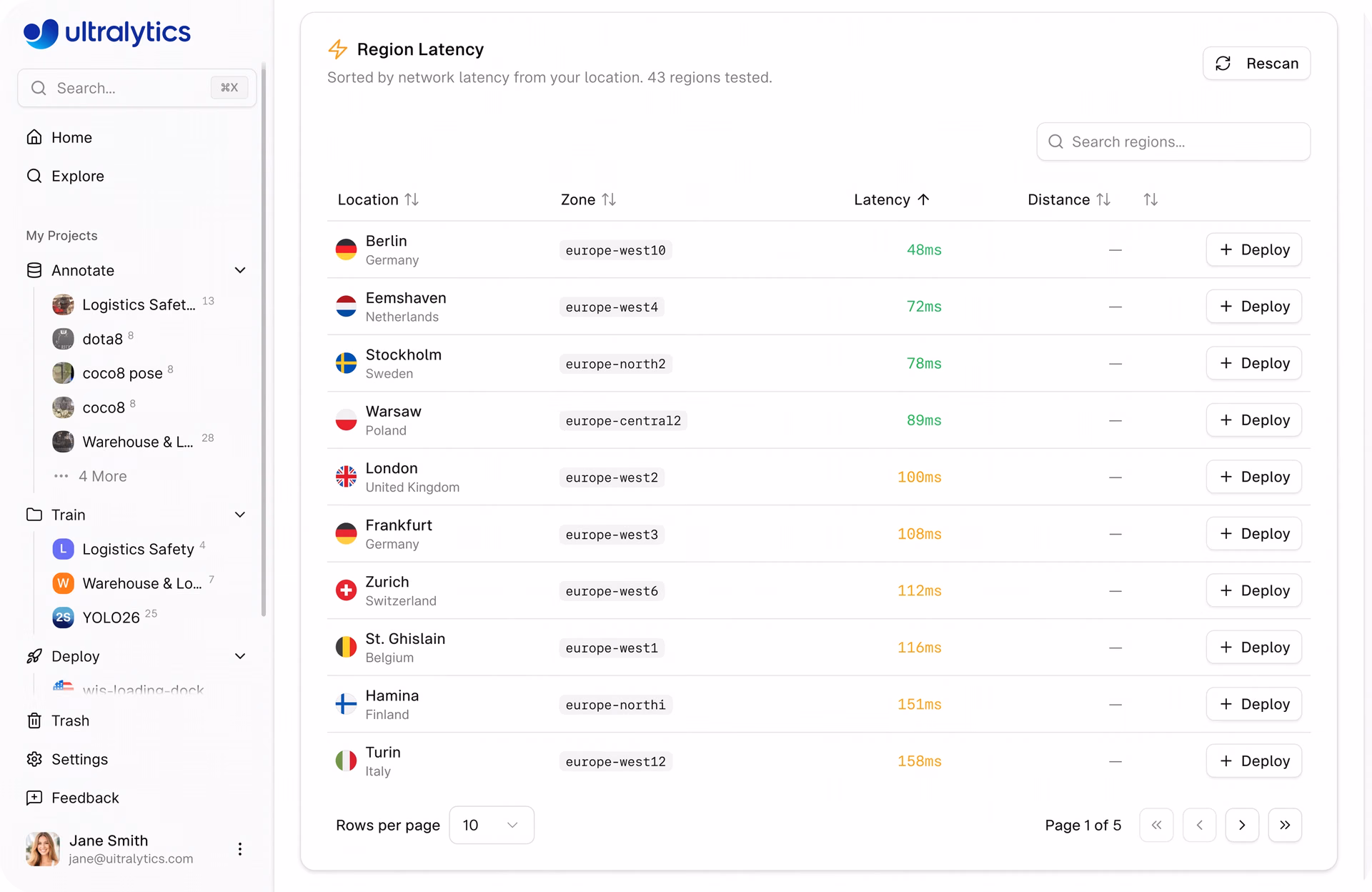 Deploying models across global regions using Ultralytics Platform