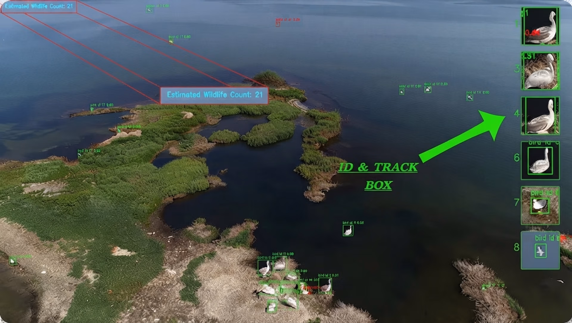 Vision-based drone footage used for counting birds
