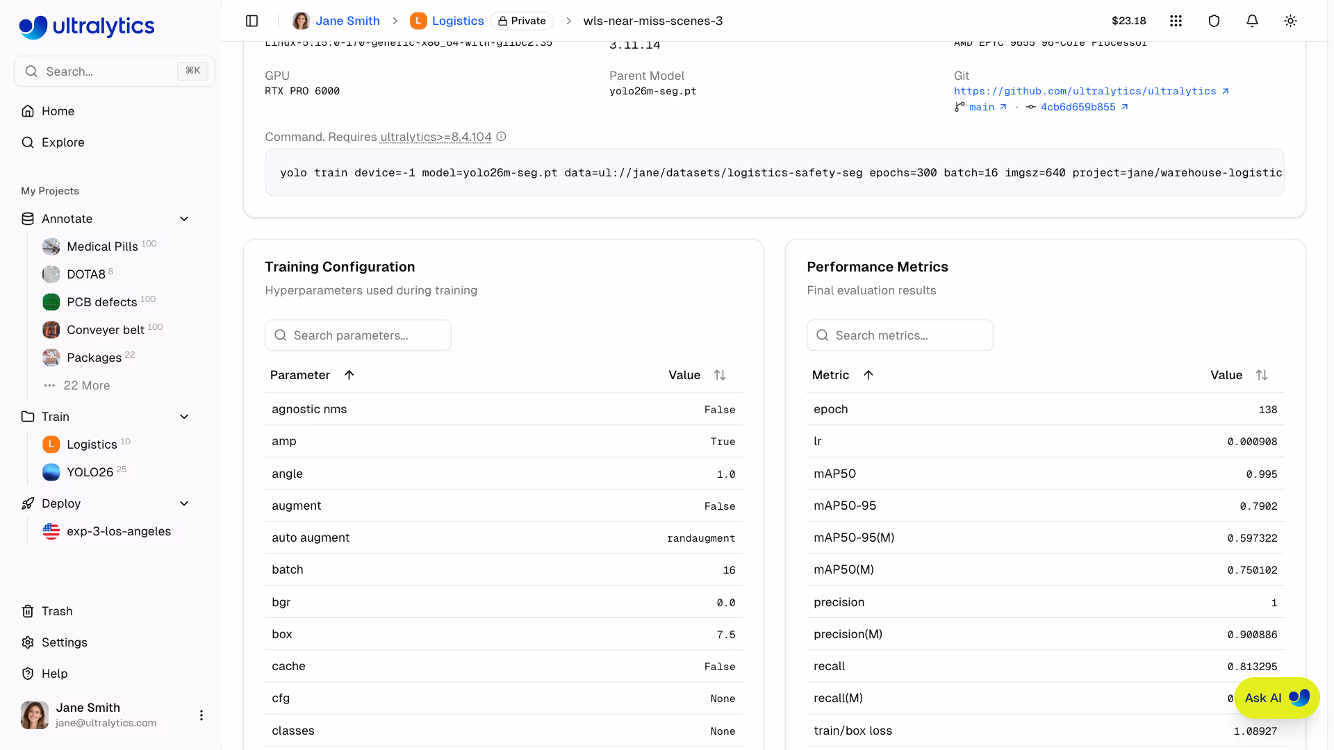 Ultralytics Platform Model Overview Metrics And Args