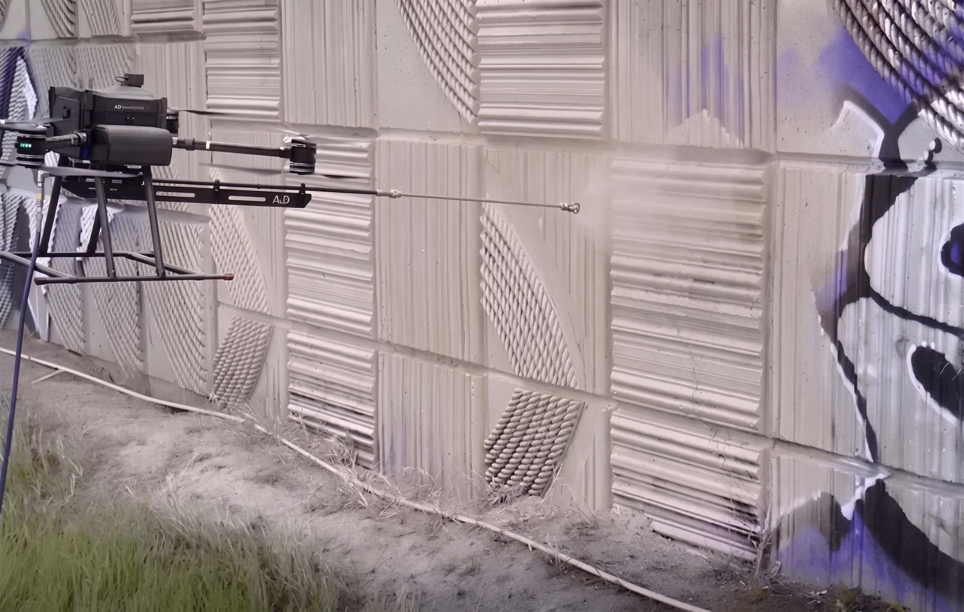 An AI-powered drone cleaning graffiti in Seattle, Washington