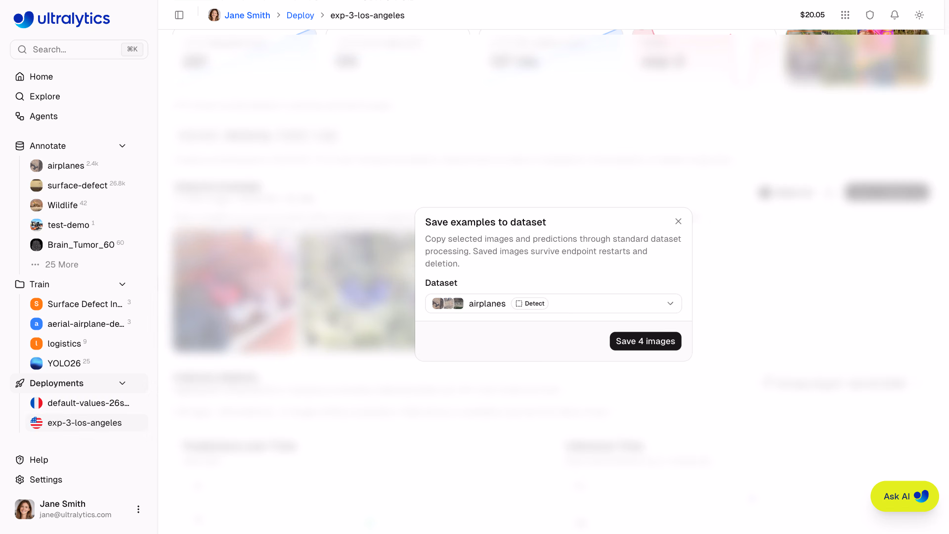 Ultralytics Platform Deployment Monitoring Save Examples To Dataset