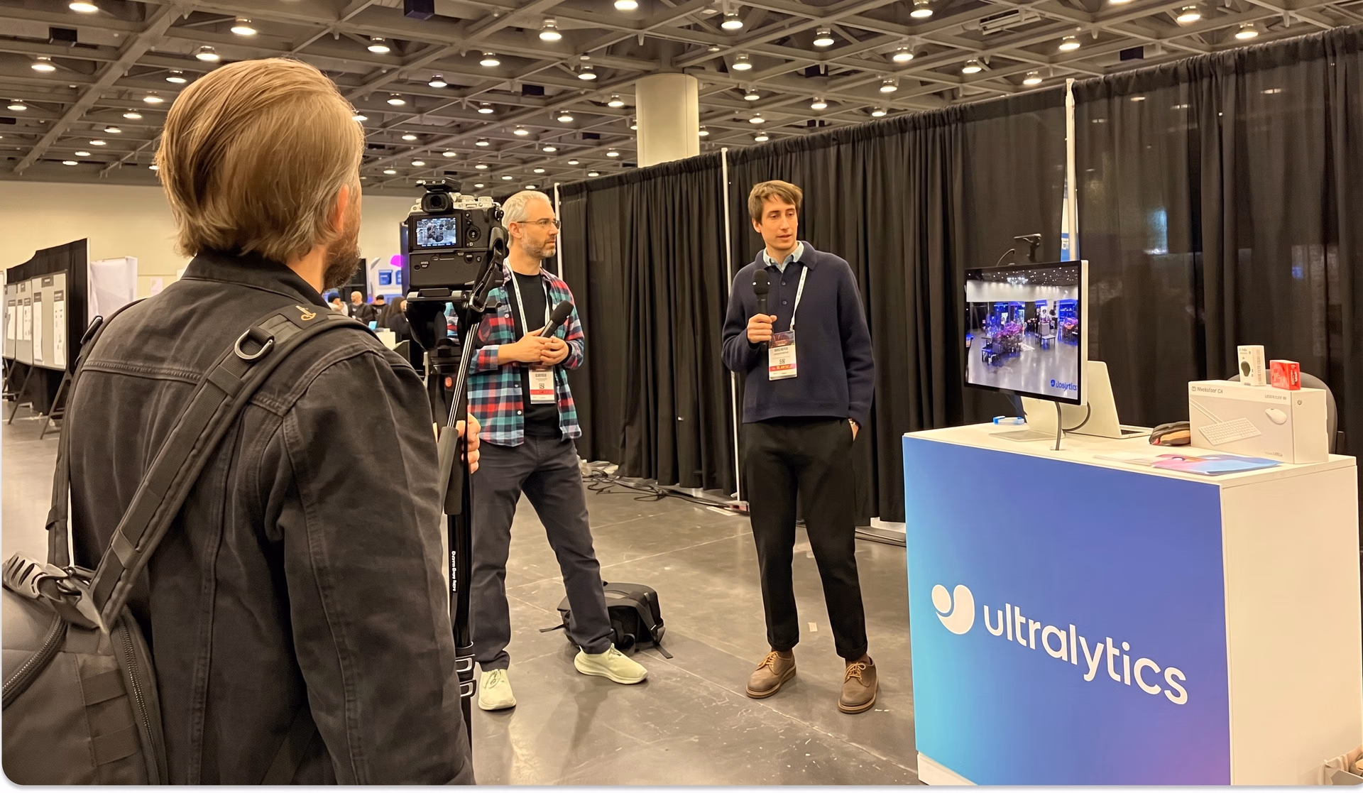 Francesco Mattioli being interviewed at PyTorch Conference 2025